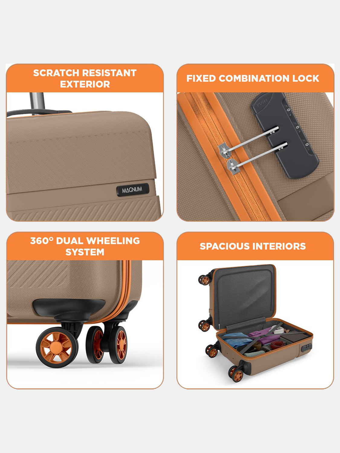 Image of Safari Fury 55 /66 /75 4W Fossil Cabin & Check-in Set 8 Wheels - 30 Inches