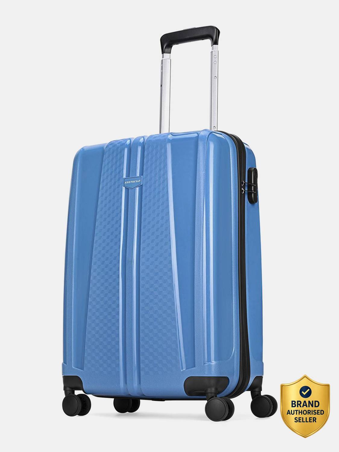 ARISTOCRAT by VIP Invictus 55 - Hardbody Trolley Bag Ocean Blue Cabin Suitcase 8 Wheels - 22 Inch