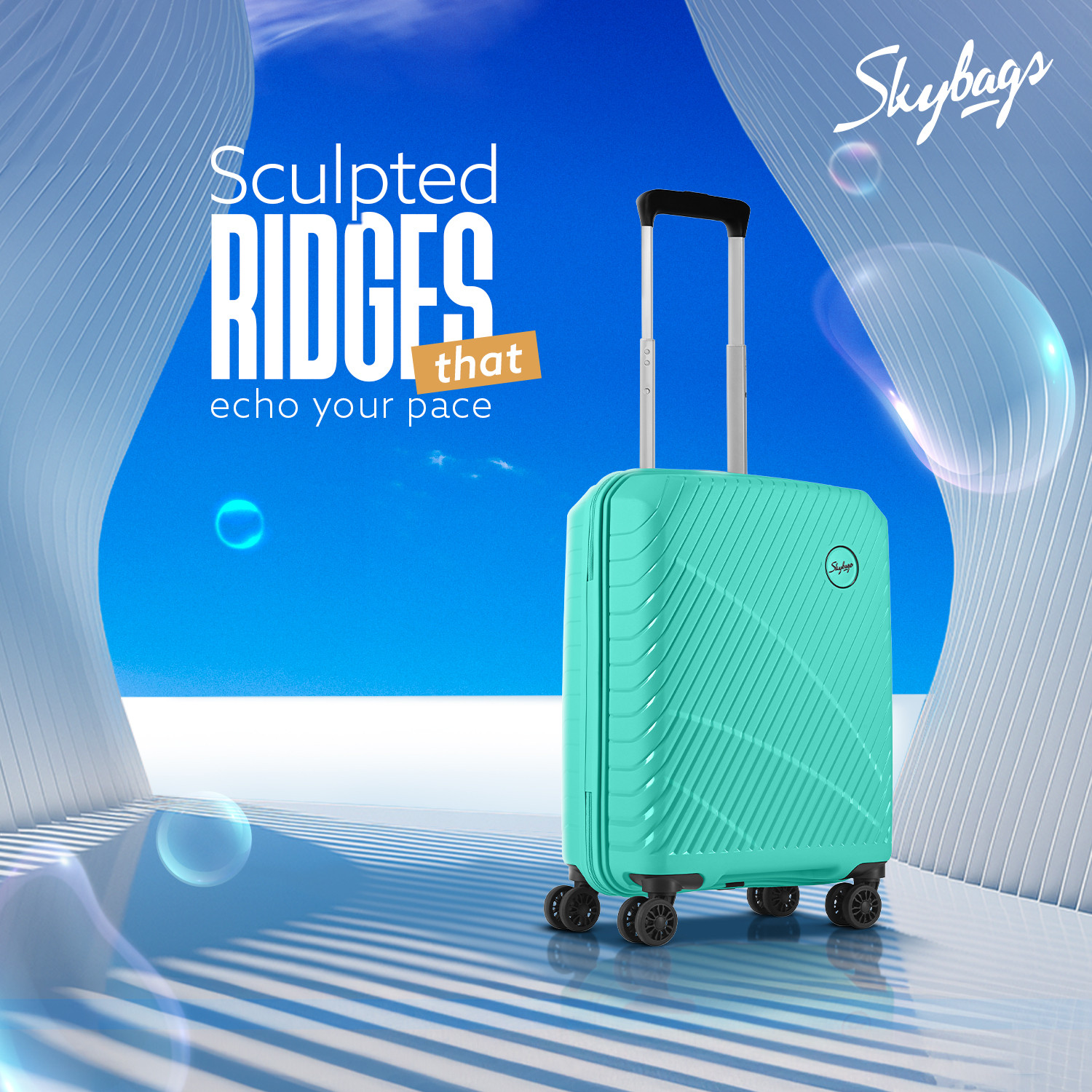 Image of SKYBAGS Streax Cabin Trolley Bag | Hard Luggage | Combination Lock with Sturdy Zipper Cabin Suitcase 8 Wheels - 22 inch