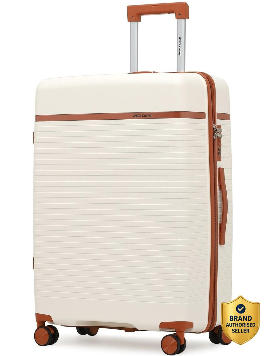 Image of Red Tape Unisex 100L Polypropylene Hard Trolley Bag With Mobile Holder Check-in Suitcase 8 Wheels - 28 inch
