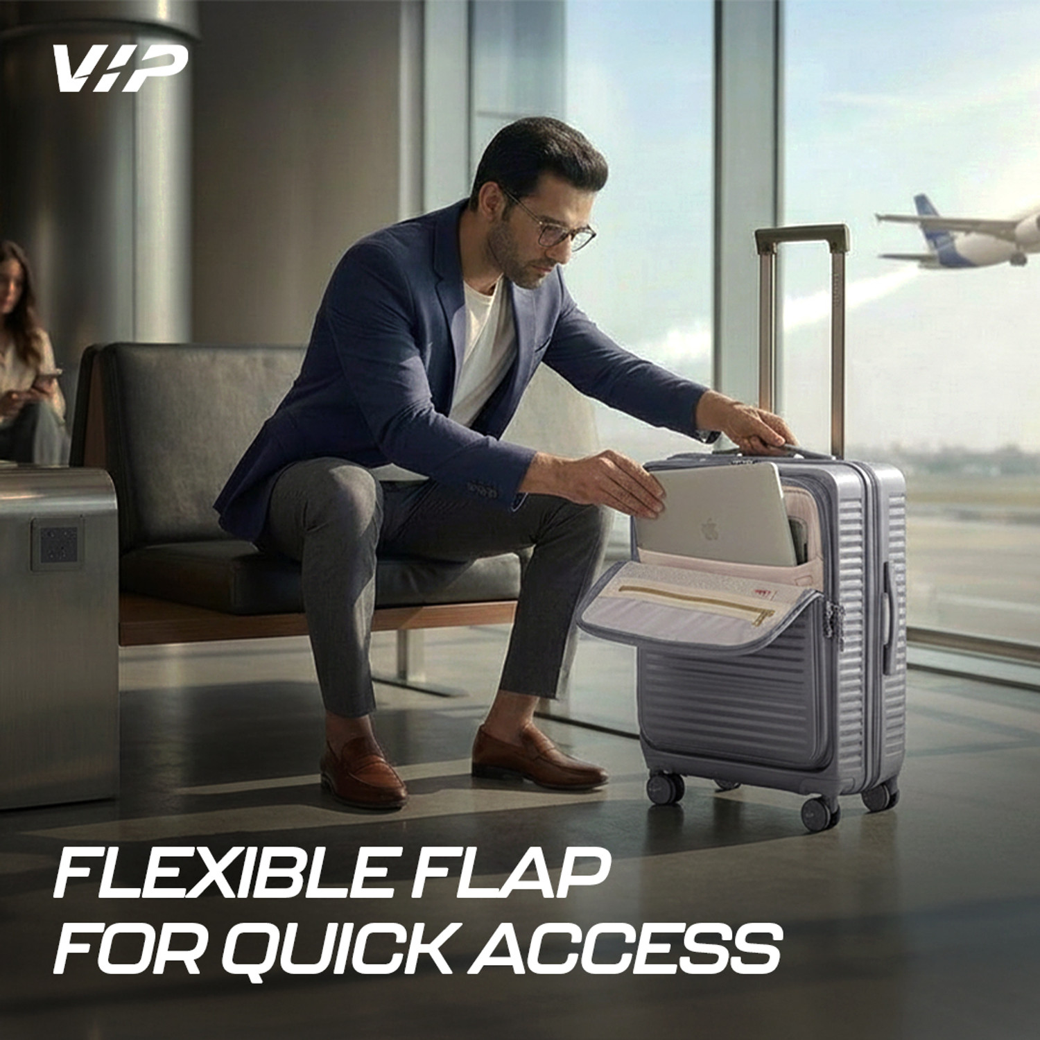 Image of VIP FLEX9010 Expandable Cabin Trolley | Hard Luggage with 15.6 inch Laptop Compatible Expandable Cabin Suitcase 8 Wheels - 22 Inch
