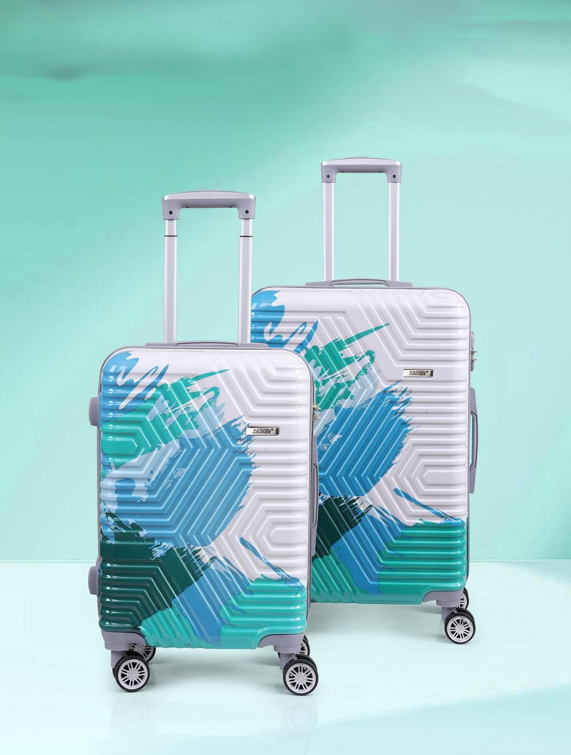 JACY LONDON Hard Sided PC 8 Wheel Spinners, with Telescopic Steel Trolley and Number Lock Cabin & Check-in Set 8 Wheels - 26 inch