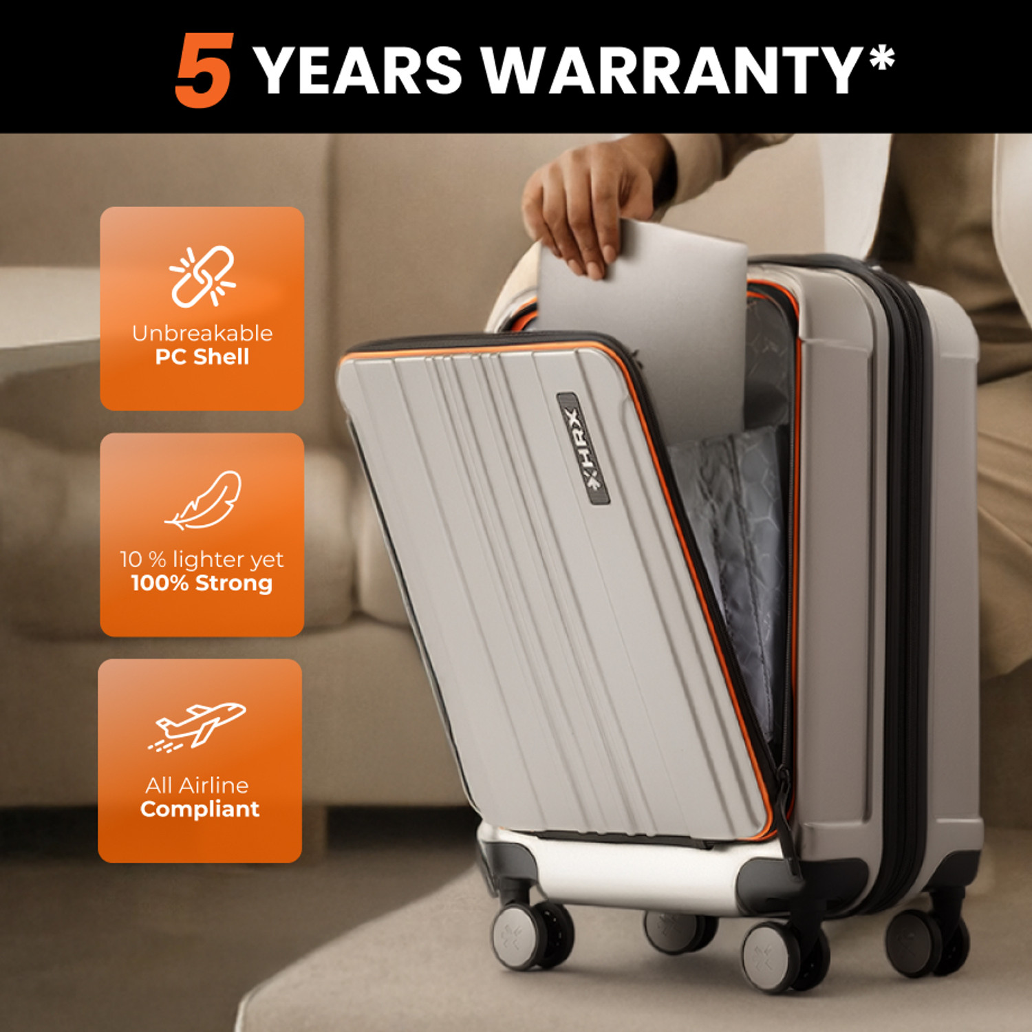 Image of HRX Force Urban Laptop 2.0 - Twill Cabin Suitcase 8 Wheels - 22 inch