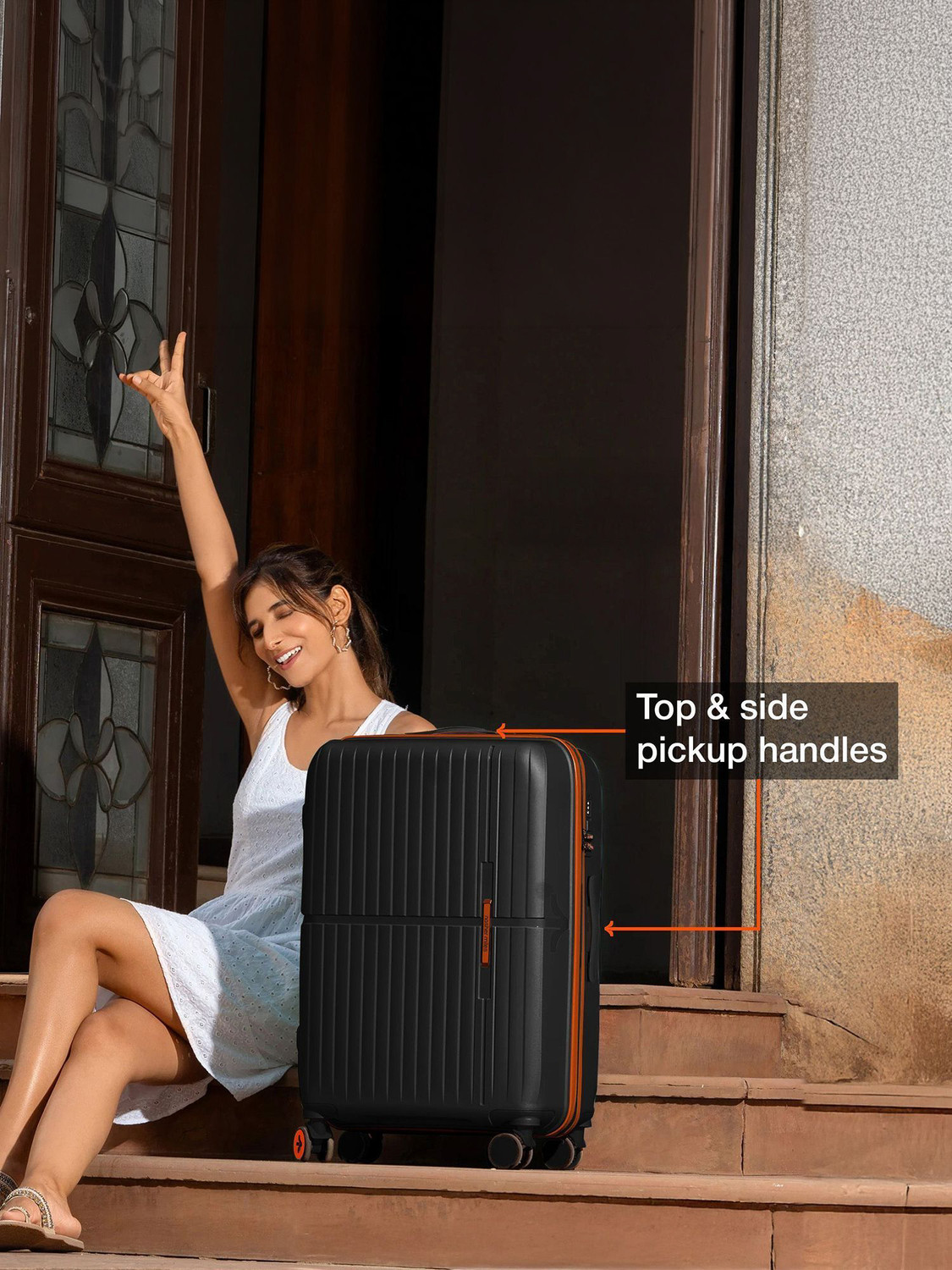 Image of NASHER MILES Springfield Hard-Sided Polypropylene Luggage Black 75cm Trolley Bag Check-in Suitcase 8 Wheels - 28 inch