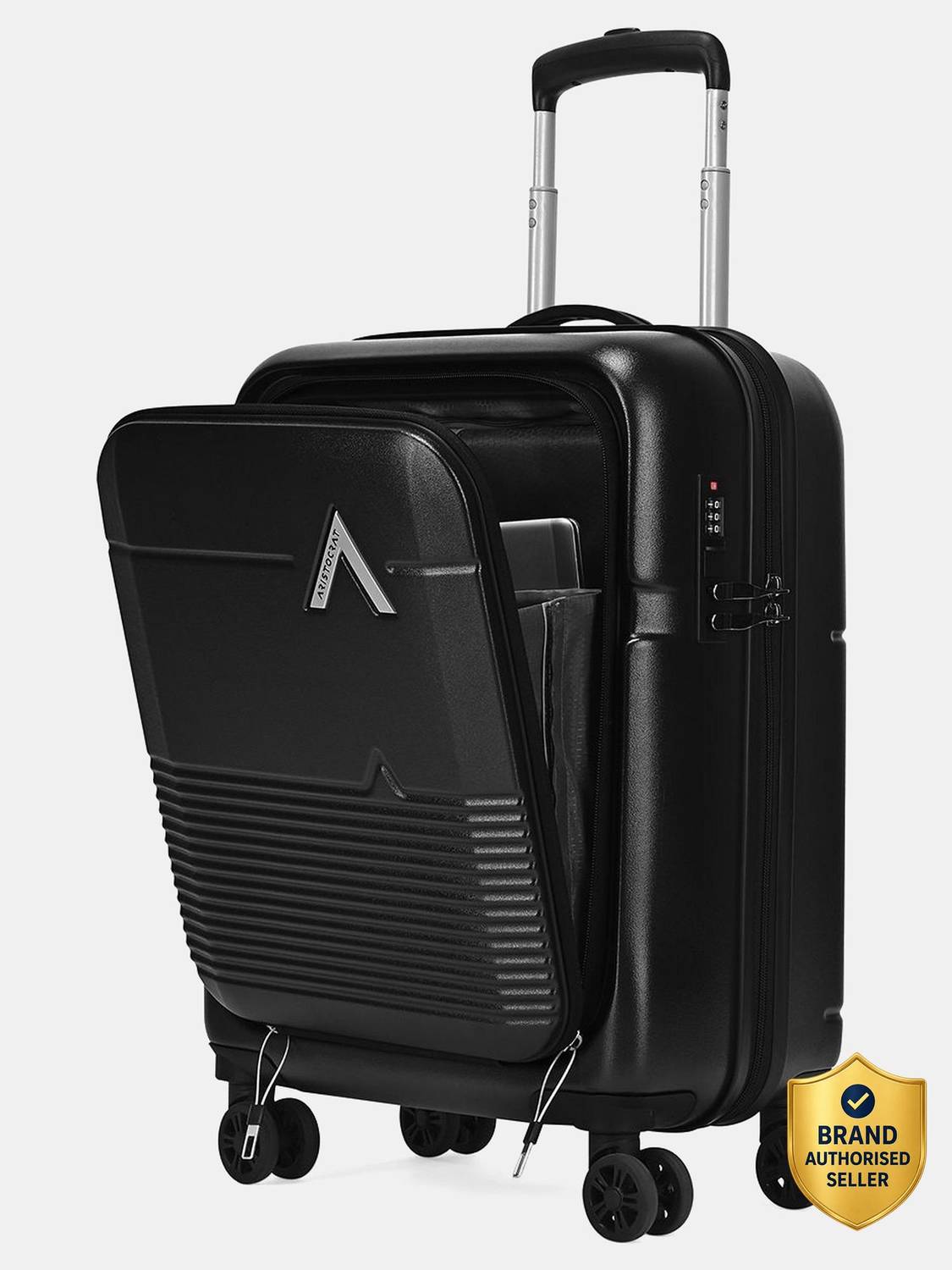 ARISTOCRAT Orbit Hard Side Laptop Compartment Trolley Bag With Combination Lock Cabin Suitcase 8 Wheels - 21 inch