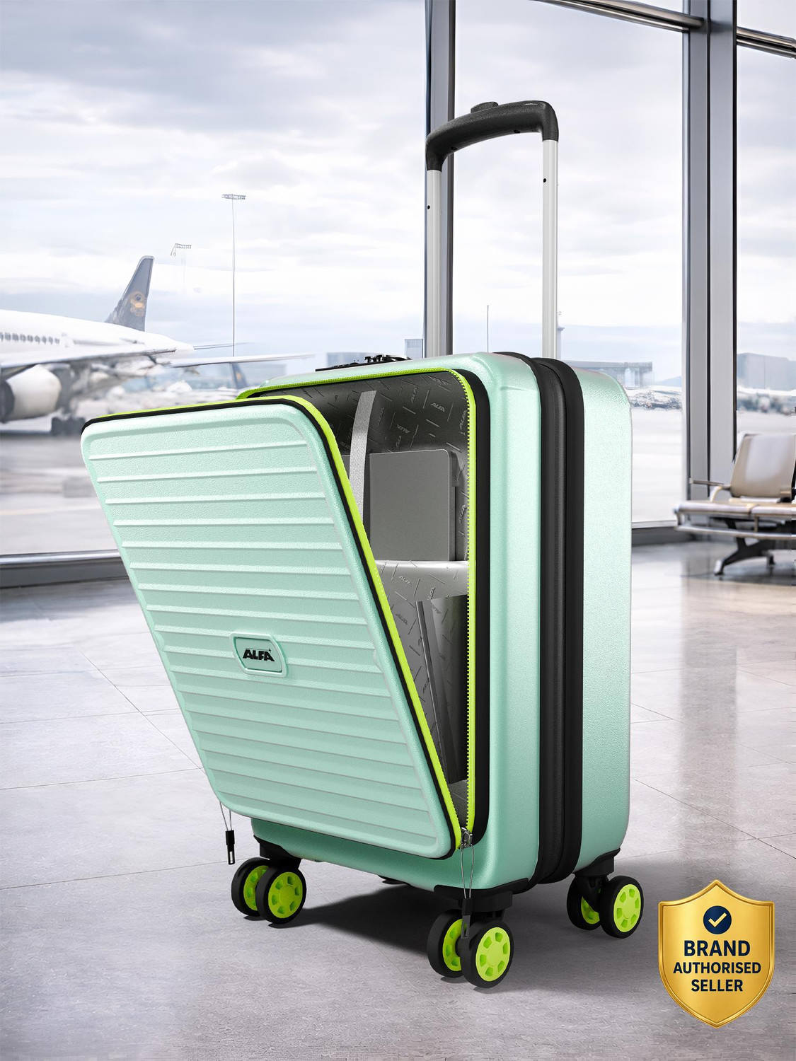 Image of ALFA by VIP Deep Space Hard Side Laptop Compartment Trolley with Combination Lock Cabin Suitcase 8 Wheels - 22 Inch