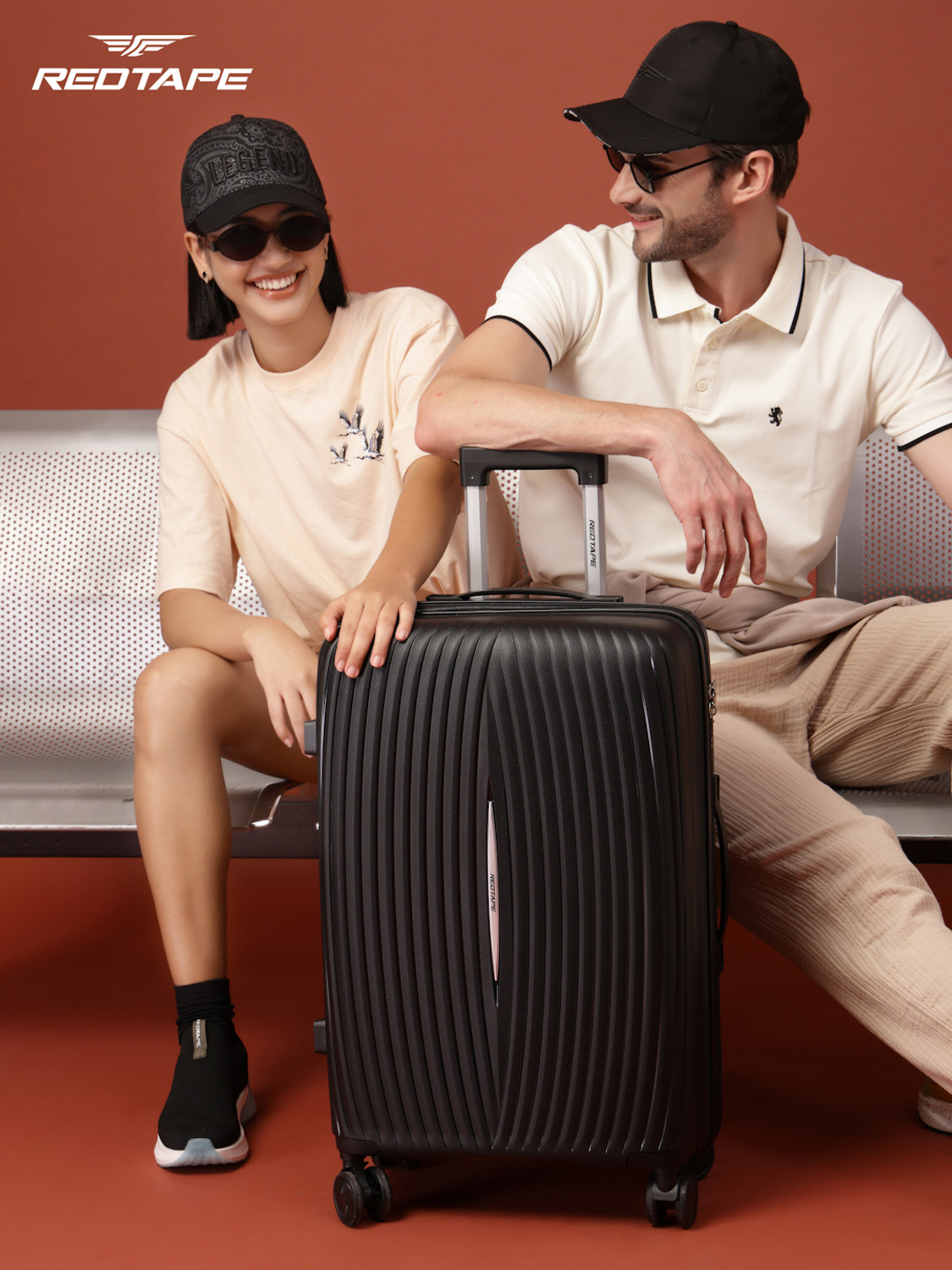 Image of Red Tape Unisex 60L Polypropylene Hard Trolley Bag Check-in Suitcase 8 Wheels - 24 inch