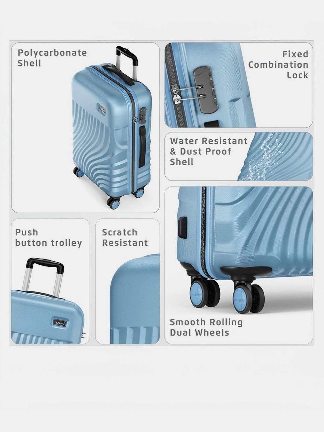 SAFARI KEPLAR 75 Blue 75 cm 8-Wheel Suitcase - Image 3