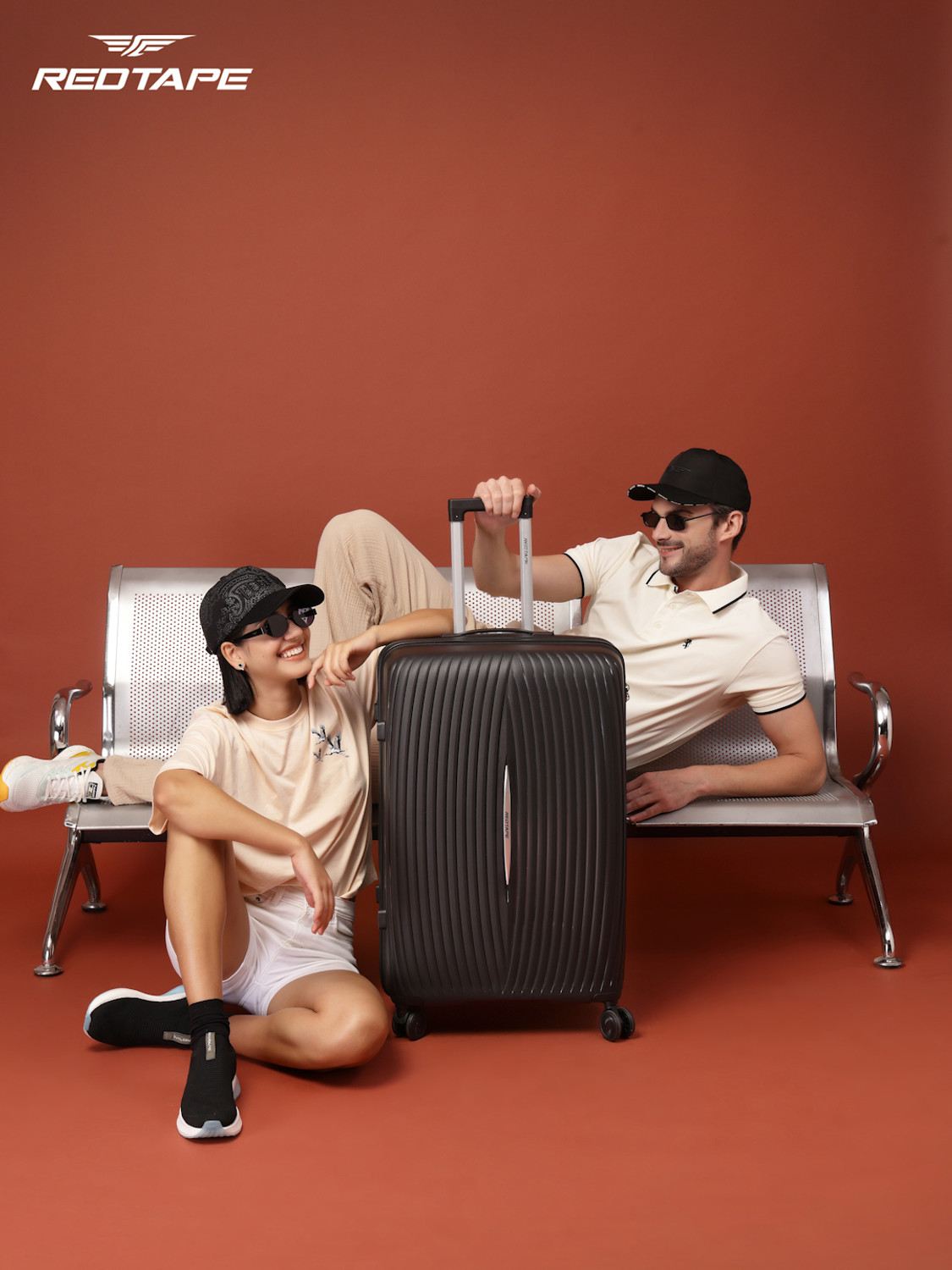 Image of Red Tape Unisex 100L Polypropylene Hard Trolley Bag Check-in Suitcase 8 Wheels - 28 inch