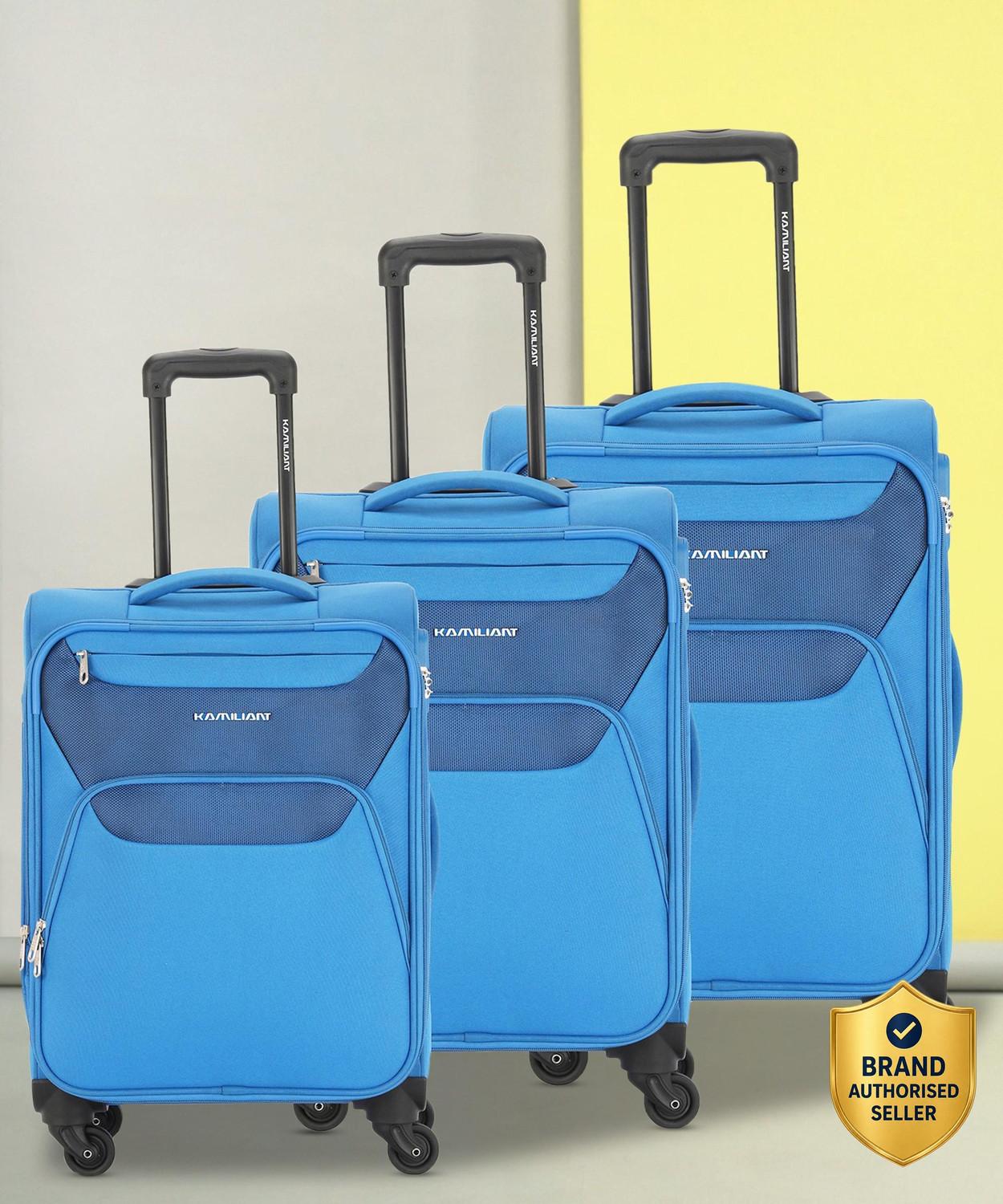 Image of Kamiliant by American Tourister BALI SPINNER Set of 3 (Small 56 cm | Medium 69 cm | Large 79 cm) BLUE Expandable Cabin & Check-in Set 4 Wheels - 32 INCH