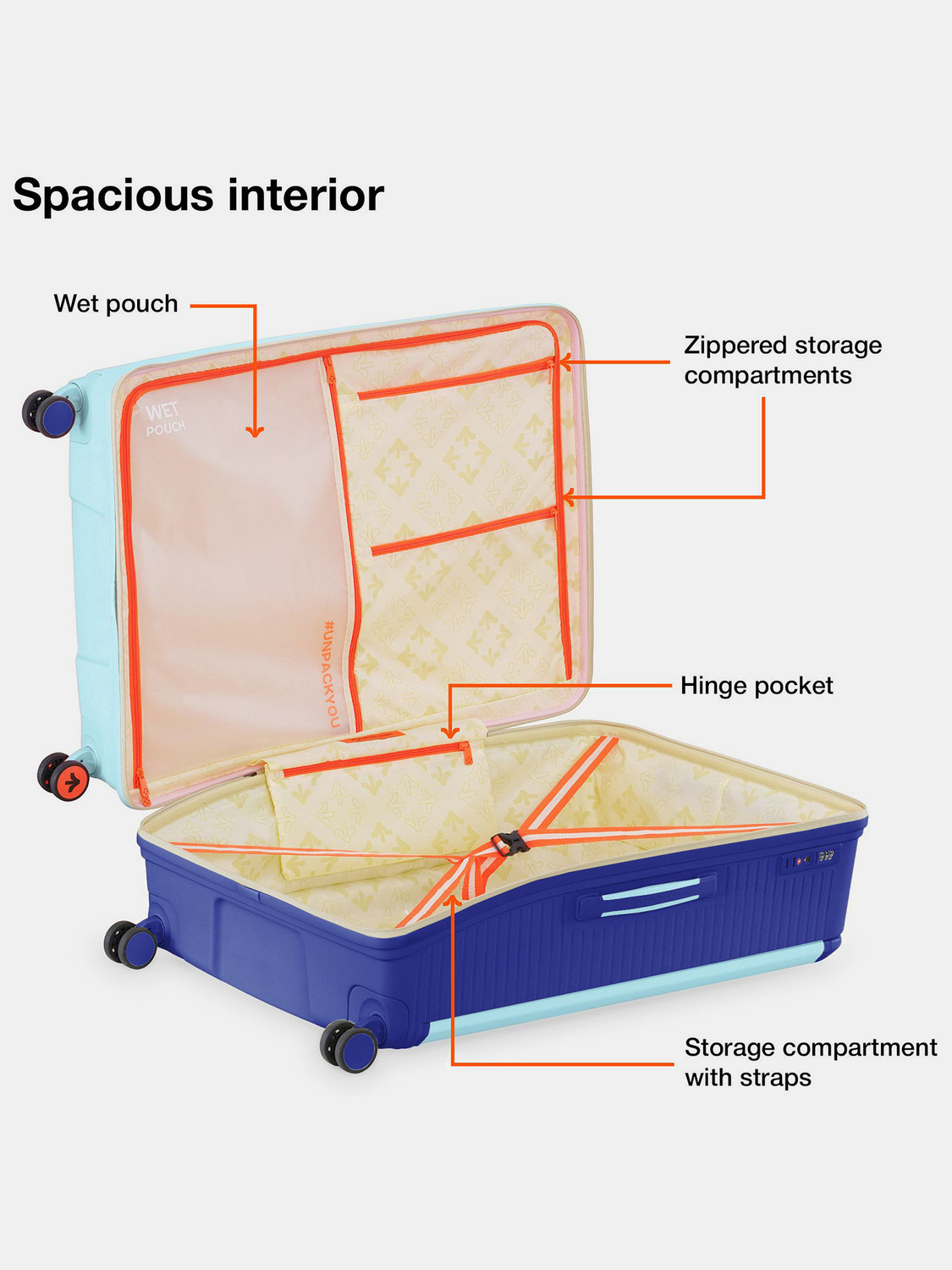 Image of NASHER MILES Dubai TSA Lock Hard-Sided Polypropylene Luggage Set Trolley Bags (65&75) Check-in Suitcase 8 Wheels - 28 inch
