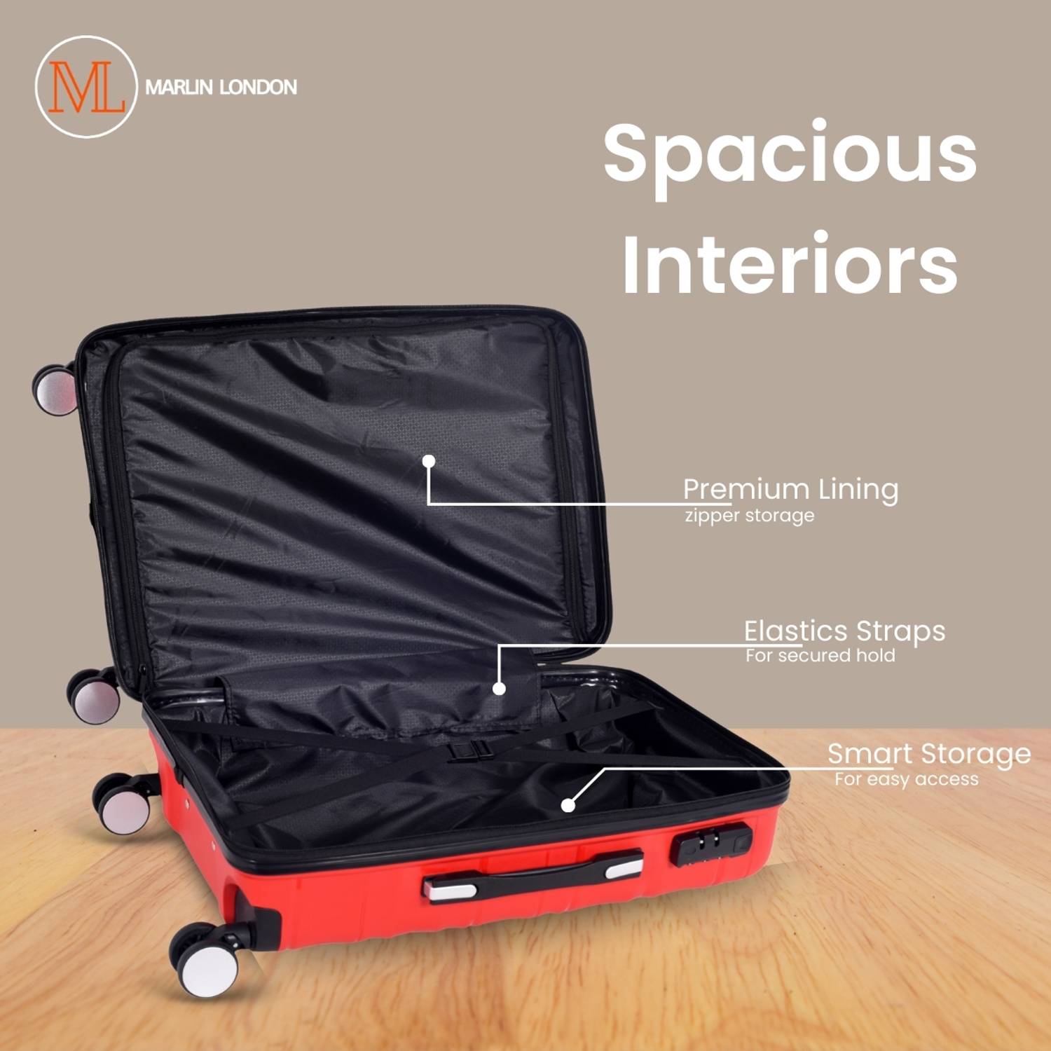 Marlin UDAAN 28 inch 8-Wheel Hard Luggage Pack of 3 - Image 3