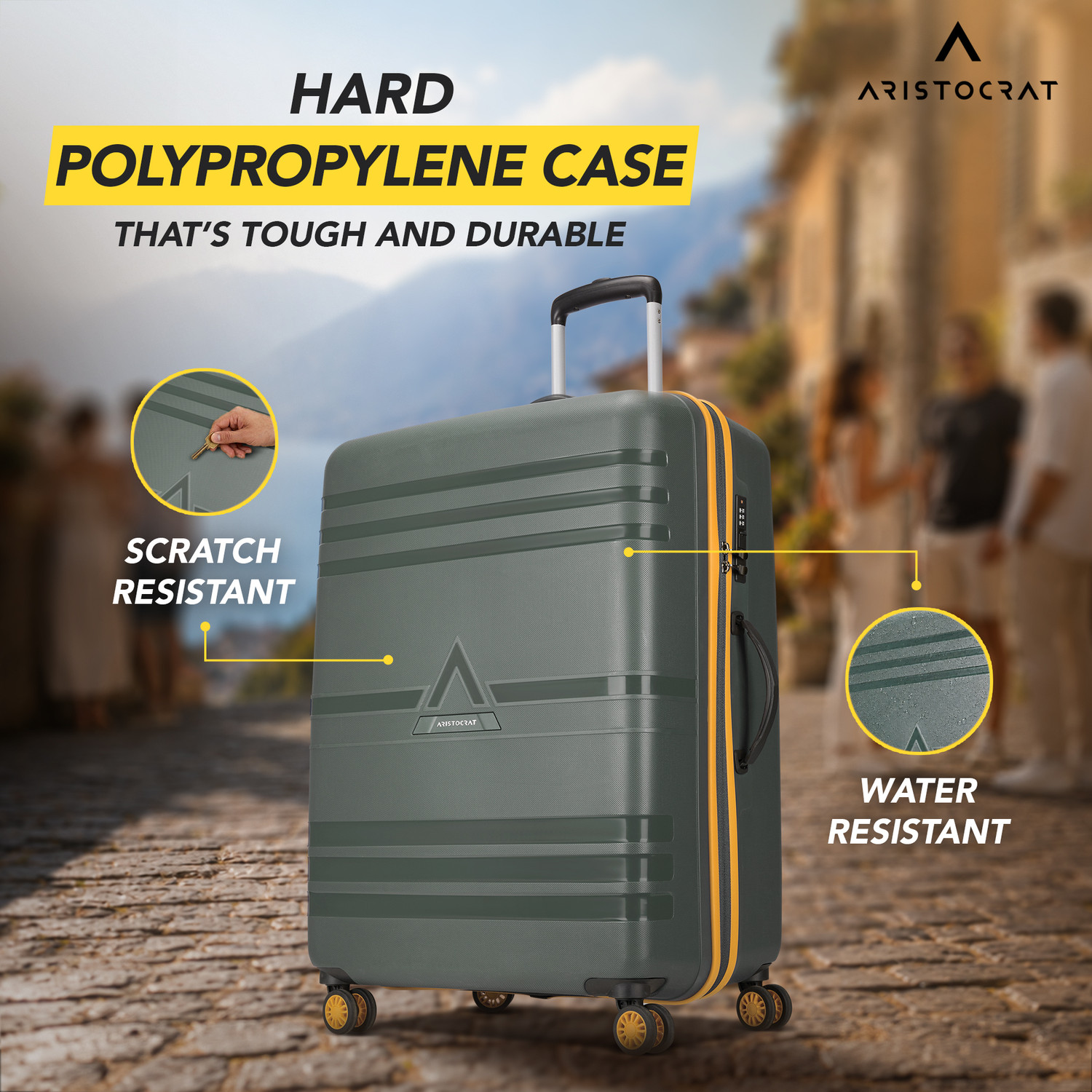 Image of ARISTOCRAT Airstop Max Hard Side Luggage | Trolley Bag With Flushed Combination Lock Check-in Suitcase 4 Wheels - 29 Inch