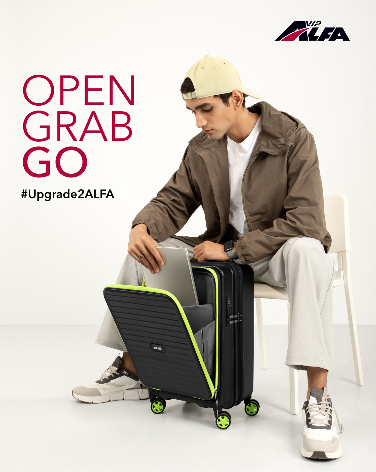 Image of ALFA by VIP Deep Space Hard Side Laptop Compartment Trolley with Combination Lock Cabin Suitcase 8 Wheels - 22 Inch
