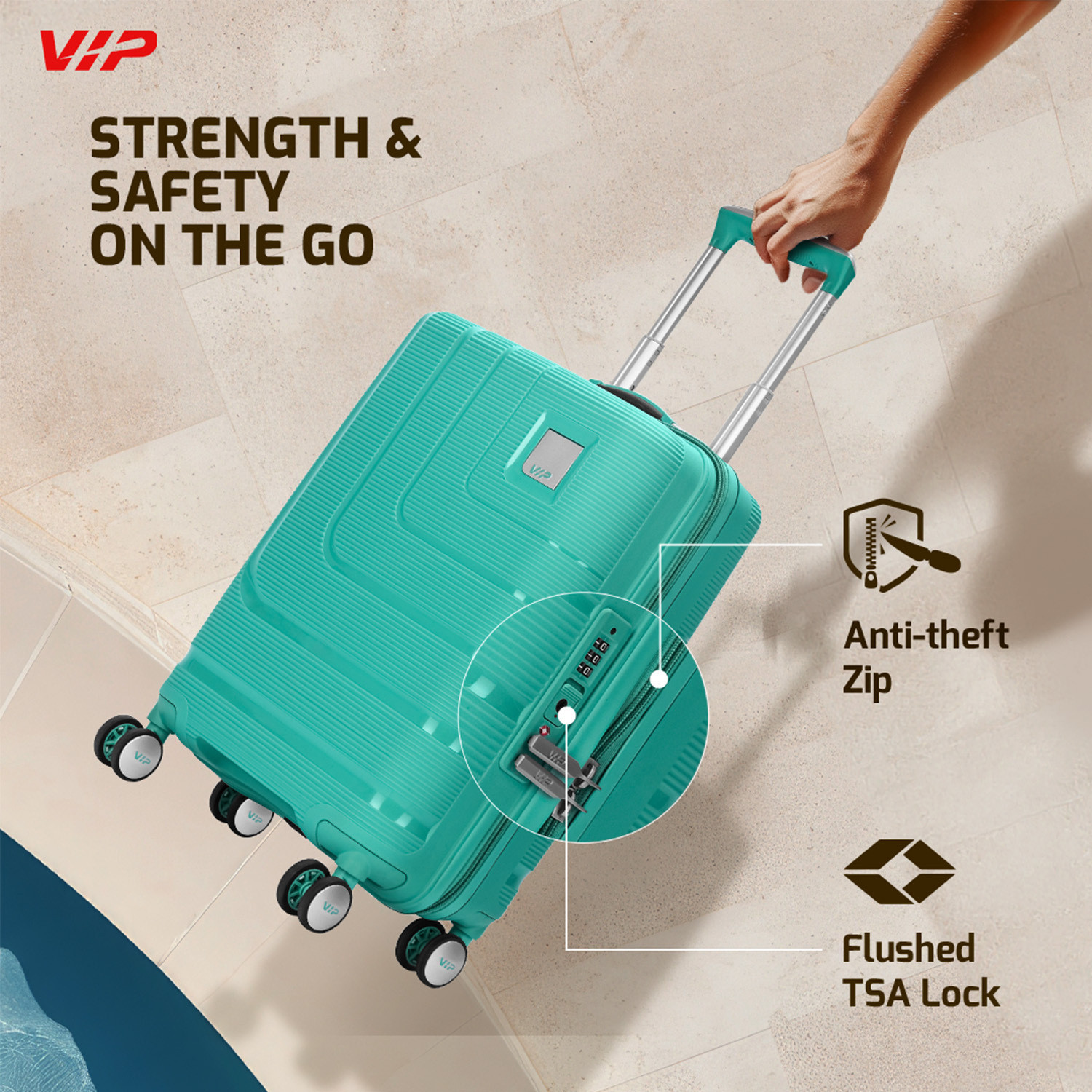 Image of VIP Lexus Cabin 360 - 55 cm Small 8 Wheels Trolley Bag | Hard Luggage (Atlantis) Cabin Suitcase 8 Wheels - 22 inch
