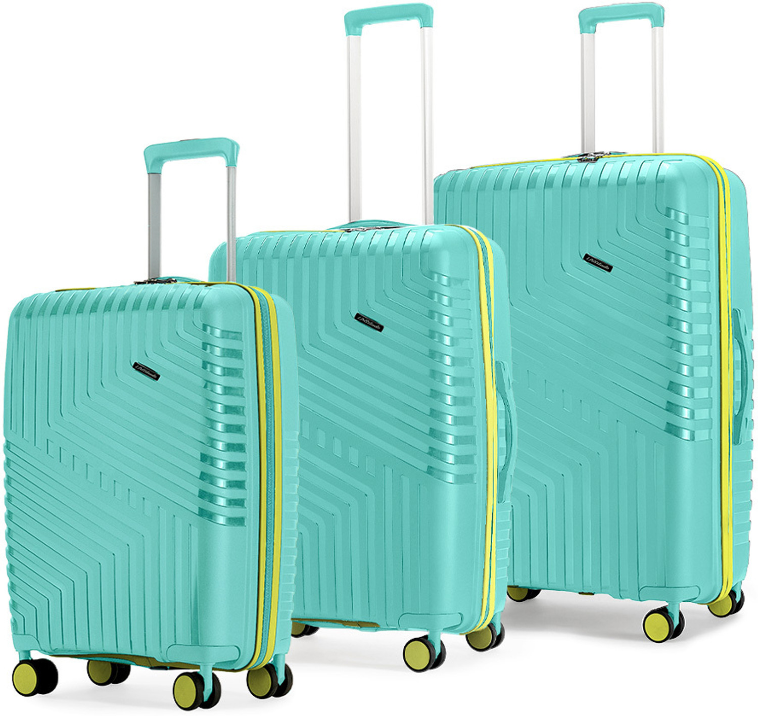 Image of LATTITUDE by Provogue CORE 55 /65 /75 8W AEGEAN BLUE / MEADOW YELLOW Cabin & Check-in Set 8 Wheels - 28 inch