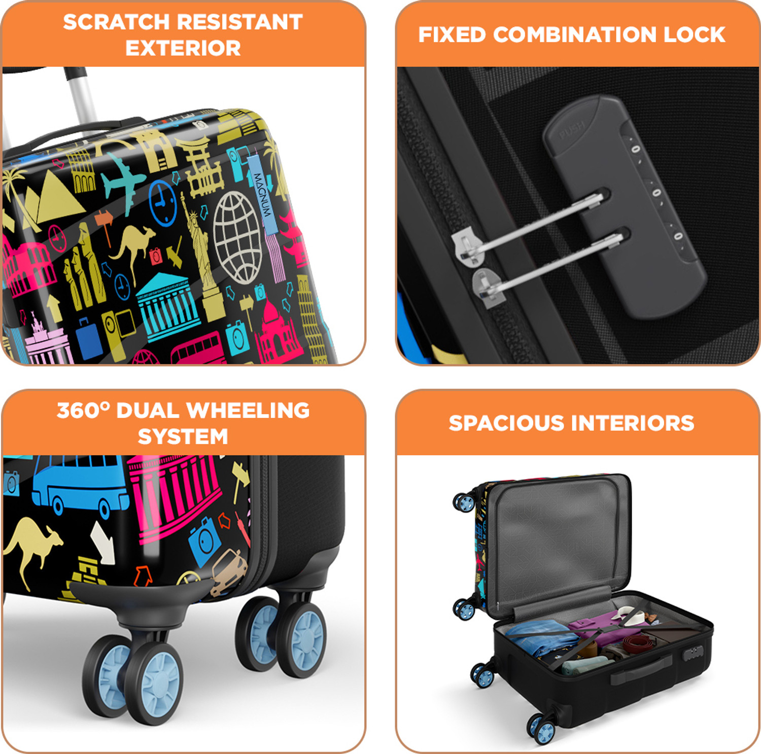 Image of Safari WANDERLUST PLUS 75 4W PRINTED Check-in Suitcase 8 Wheels - 31 Inches