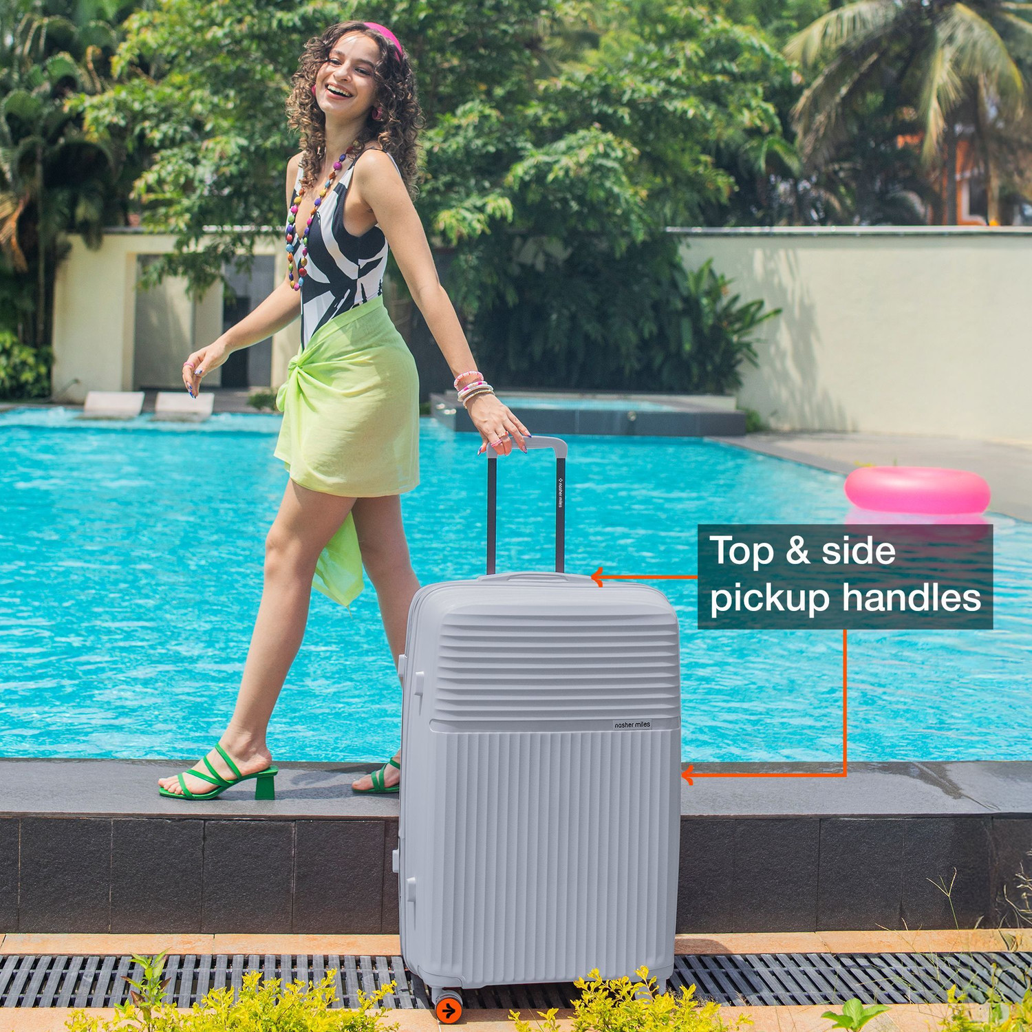 Image of NASHER MILES Krabi Expander Hardside Polypropylene Check-in Grey 75cm Trolley Bag Expandable Check-in Suitcase 8 Wheels - 28 inch
