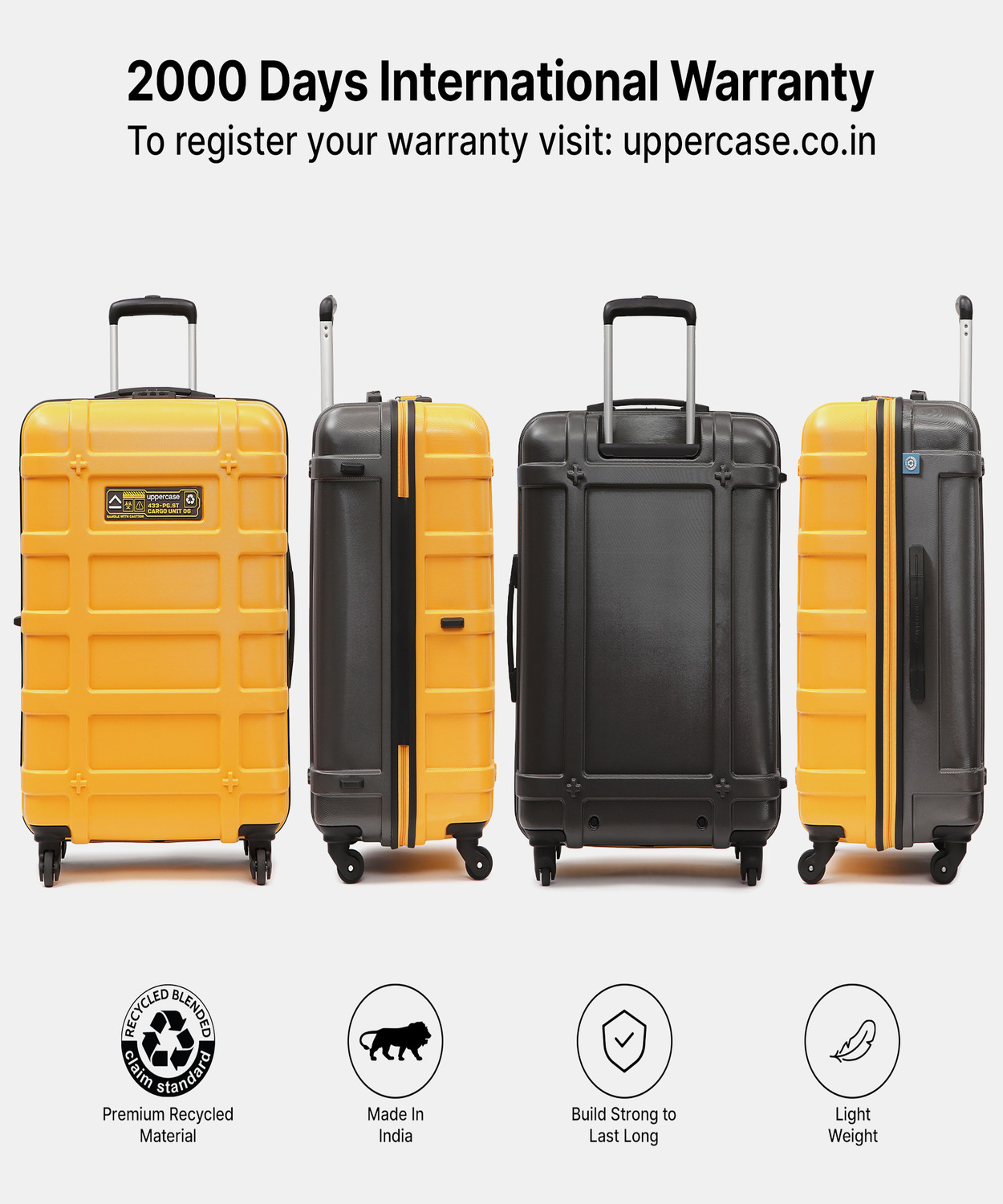 Image of Uppercase Cargo Bag with Combination Lock & Mesh Convi Pack for Men and Women Check-in Suitcase 4 Wheels - 32 inch