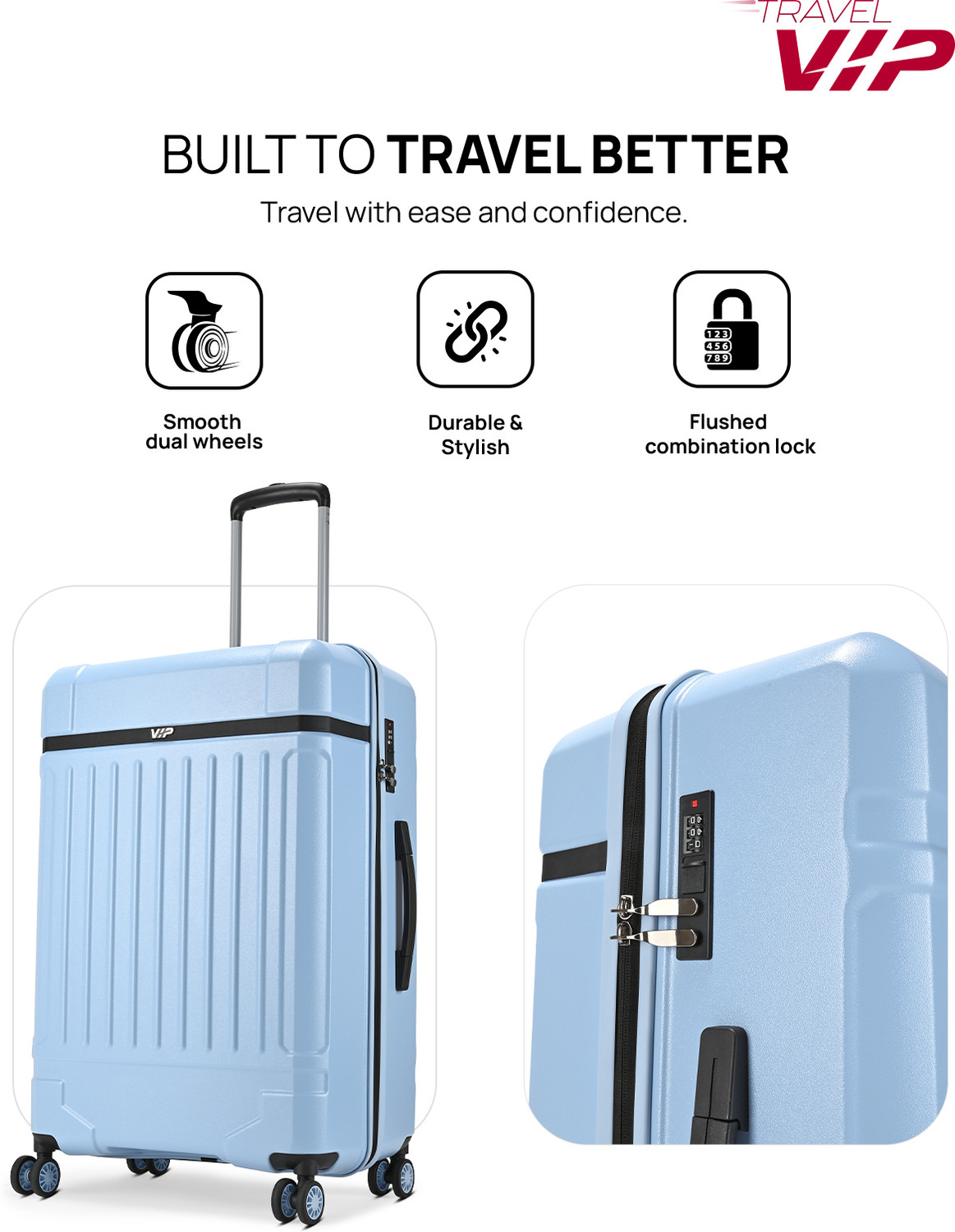 Image of VIP Bastion Check-in Trolley Bag | Hard Luggage with Flushed Combination Lock Check-in Suitcase 8 Wheels - 29 Inch