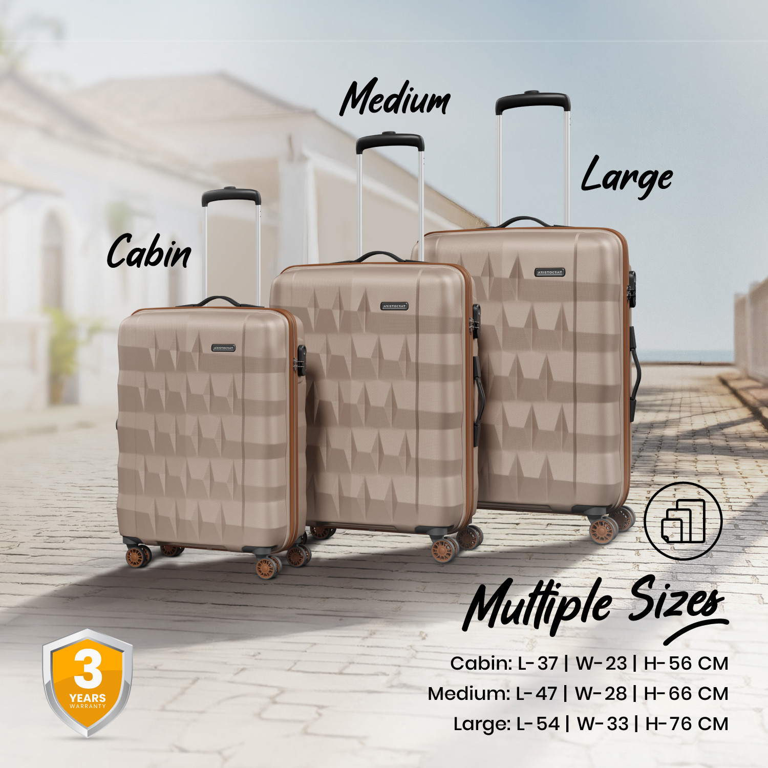Image of ARISTOCRAT Comet Set of 2 Trolley Bag | S+M | Hard Luggage with Combination Lock Cabin & Check-in Set 8 Wheels - 26 Inch