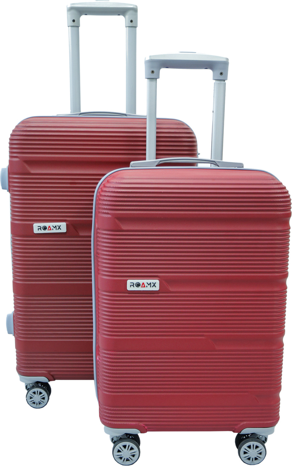 Image of Roamx COMBO SET OF 2 PREMIUM LUGGAGE TROLLEYBAG CHERRY RED SUITCASE Cabin & Check-in Set 8 Wheels - 24 inch