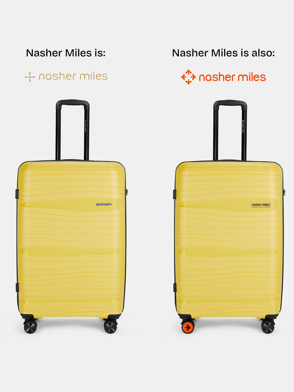 Image of NASHER MILES Nicobar Hard-Sided Dual Tone Luggage Set of 3 YellowandNavyBlue(55, 65 & 75 cm) Check-in Suitcase 8 Wheels - 28 inch