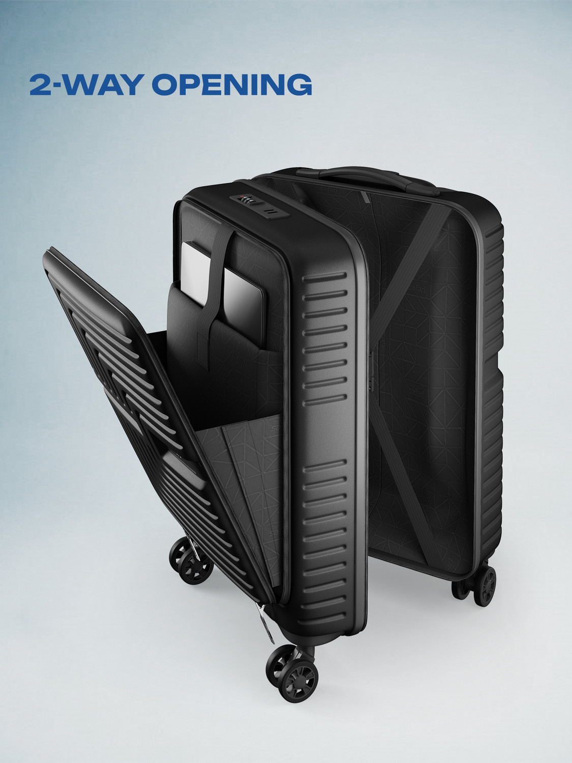Image of SAFARI ECLIPSE NEO FO 55 4W BLACK Cabin Suitcase 8 Wheels - 22 Inches