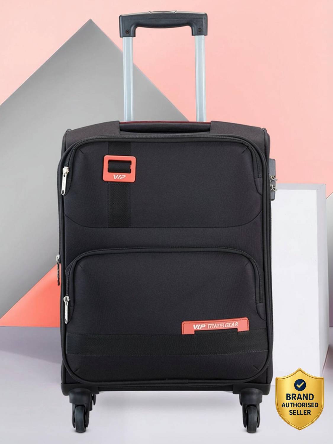 VIP Polyester Soft sided Cabin size trolley with 45L duffle Expandable Cabin Suitcase 4 Wheels - 22 Inch