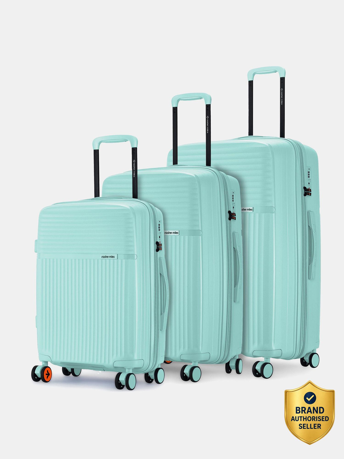 Image of NASHER MILES Krabi Expander Hardside Polypropylene Cool Mint TrolleyBag(55,65&75cm) Expandable Cabin & Check-in Set 8 Wheels - 28 inch