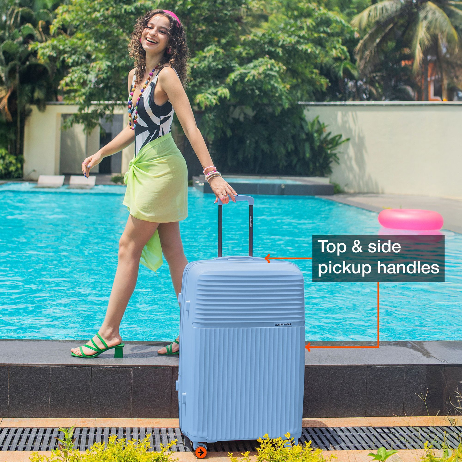 Image of NASHER MILES Krabi Expander Hardside Polypropylene Check-in Steel Blue 75cm Trolley Bag Expandable Check-in Suitcase 8 Wheels - 28 inch