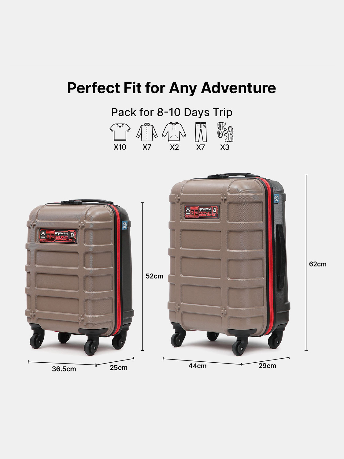 Image of Uppercase Cargo Bag, Combination Lock & Mesh Convi Pack (S+M) for Men and Women Cabin & Check-in Set 4 Wheels - 32 inch