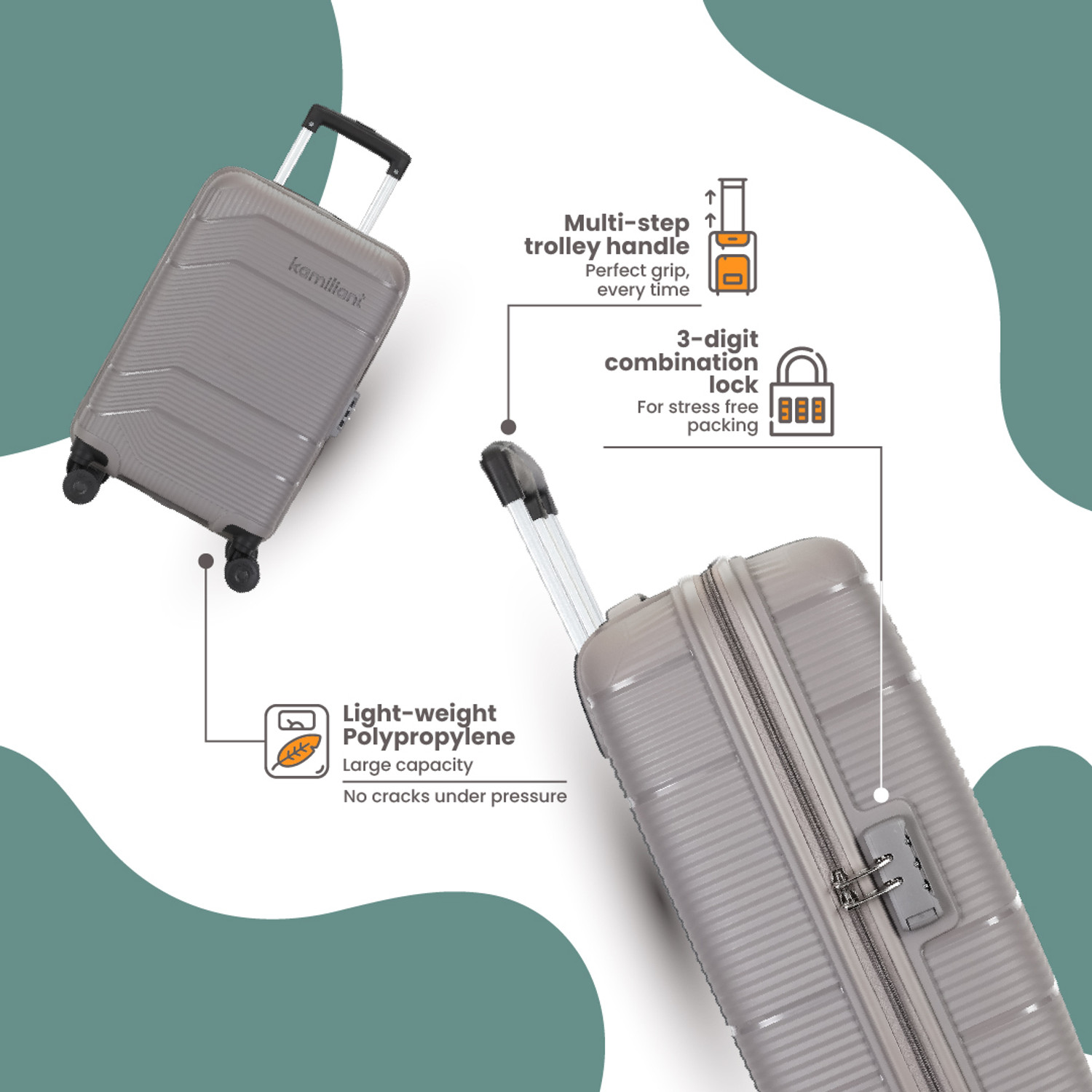 Image of KAMILIANT by American Tourister ARMOR Cabin Suitcase 8 Wheels - 21 inches