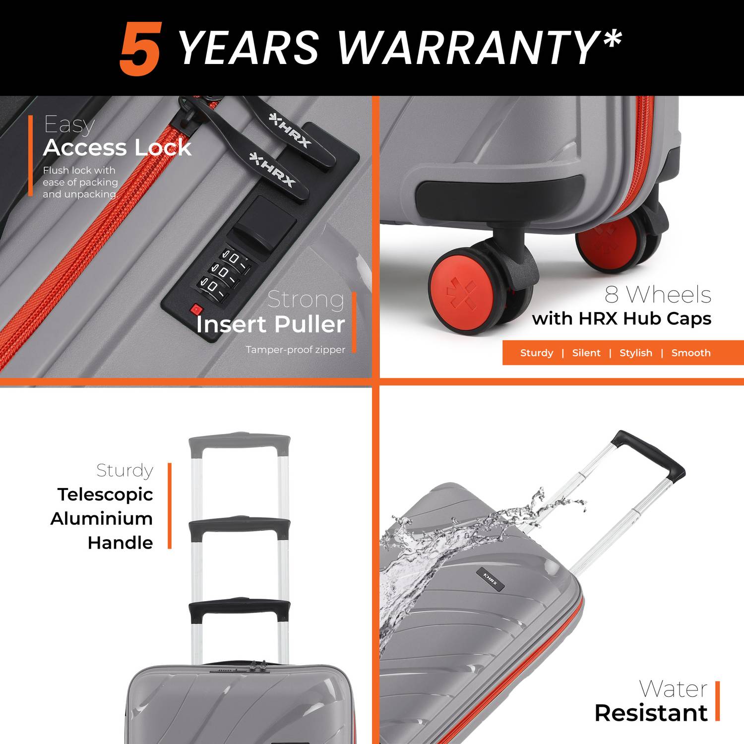 HRX Madrid 26 inch 8 Wheel Suitcase - Image 4