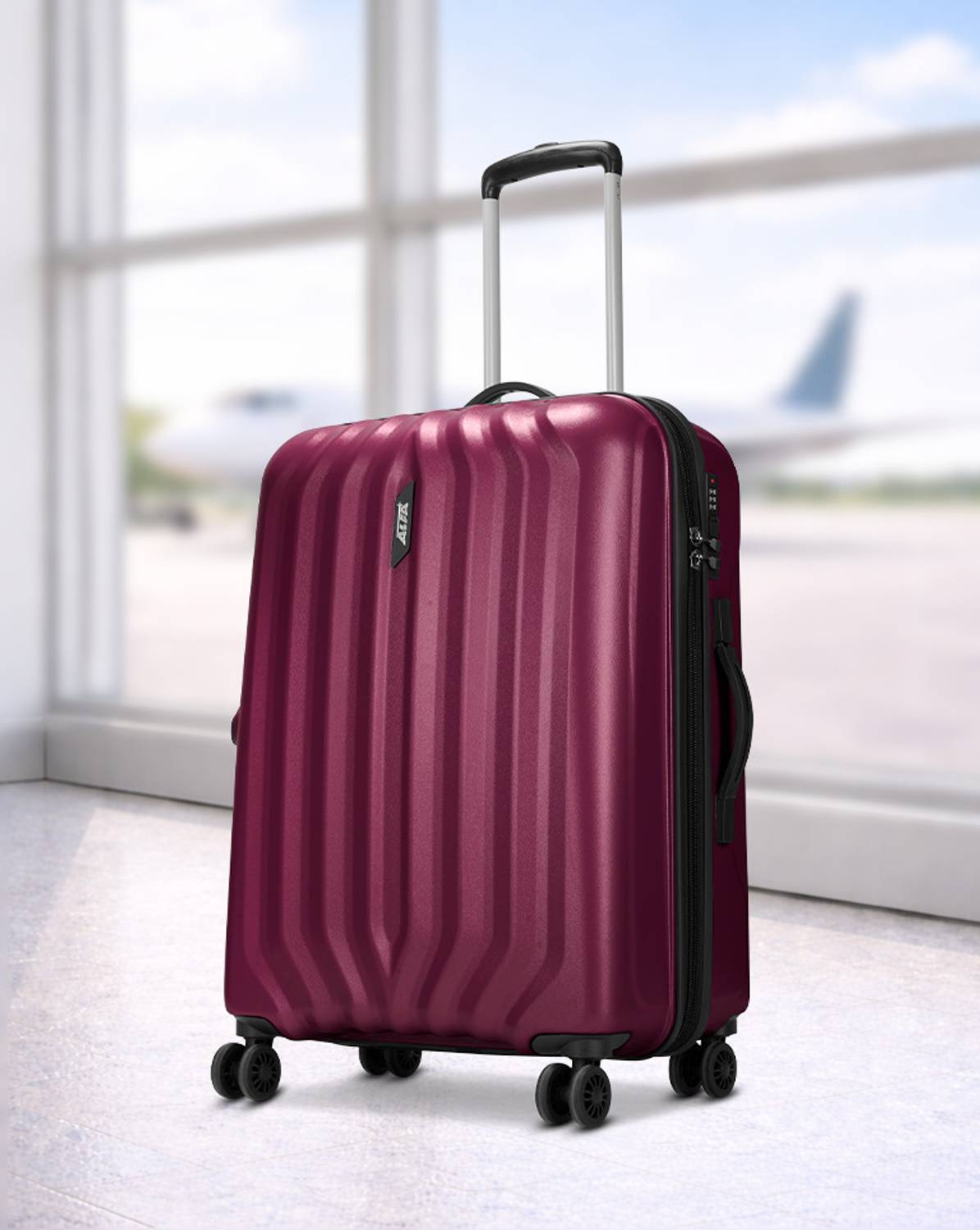 ALFA Rock Solid Check-in Trolley Bag | Large Hard Luggage with Combination Lock Check-in Suitcase 8 Wheels - 31 Inch