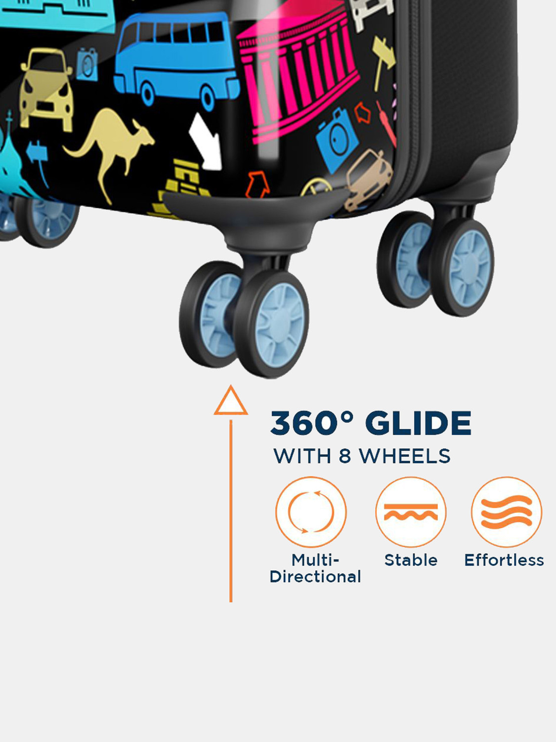 Image of Safari WANDERLUST PLUS 55 4W PRINTED Cabin Suitcase 8 Wheels - 22 Inches