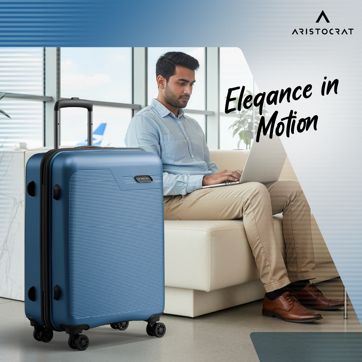 Image of ARISTOCRAT Axis Check-in Trolley Bag | Medium Hard Luggage with Combination Lock Check-in Suitcase 8 Wheels - 26 Inch