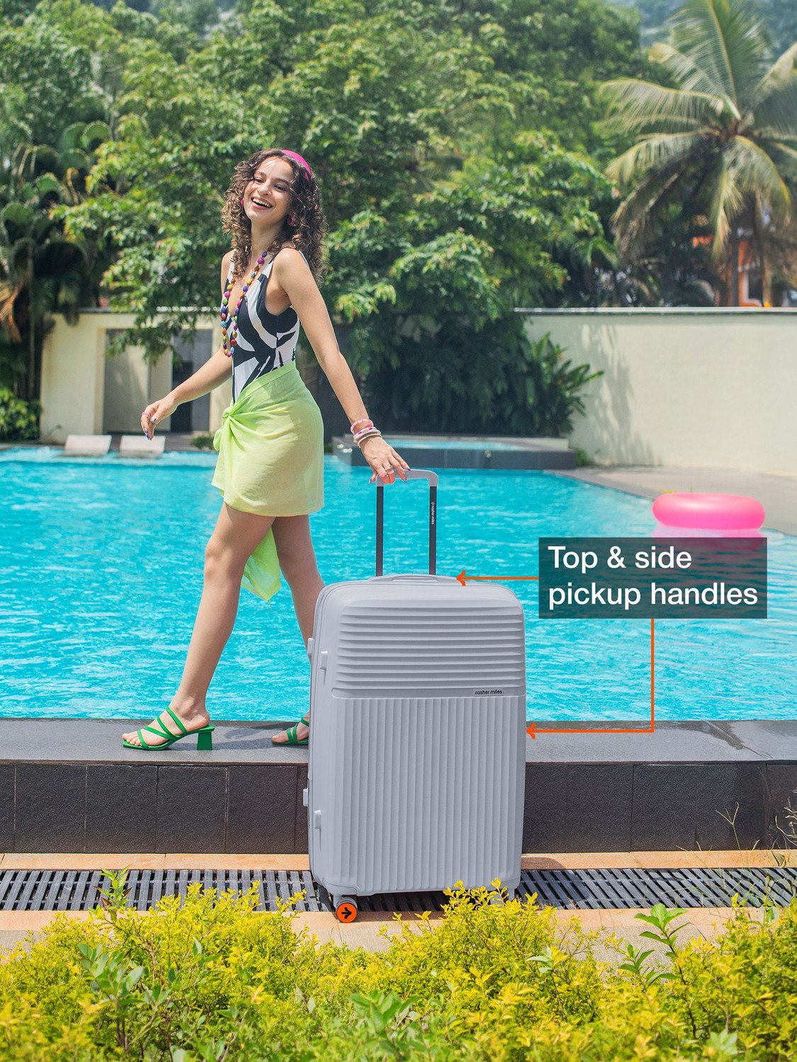 Image of NASHER MILES Krabi Expander Hardside Polypropylene Grey Trolley Bags (55,65&75cm) Expandable Cabin & Check-in Set 8 Wheels - 28 inch