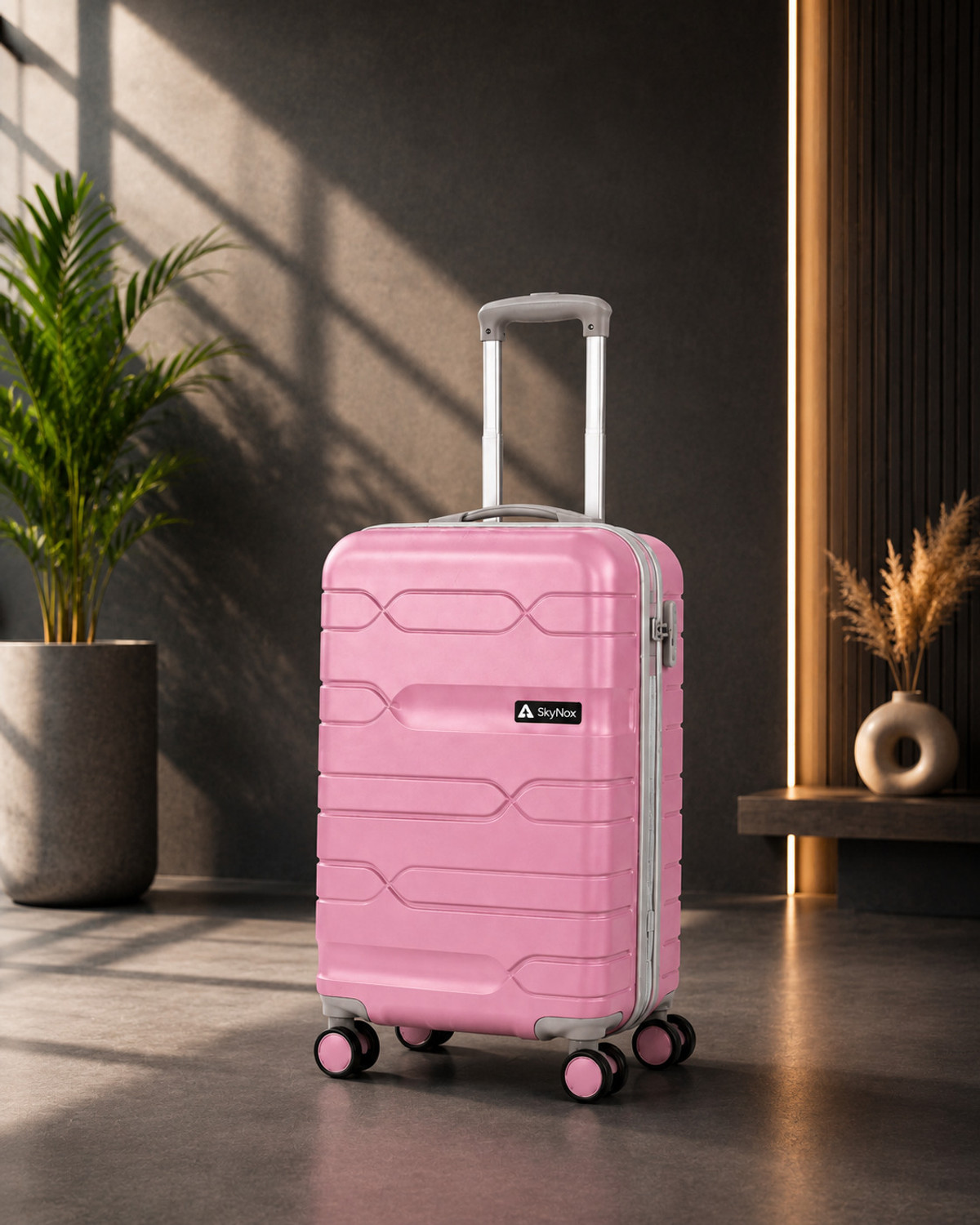 Image of baxon Pink-20IN Cabin Suitcase 8 Wheels - 20 inch