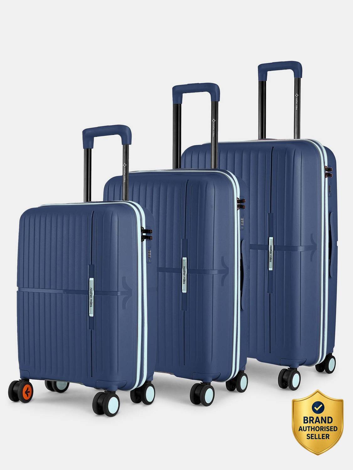 NASHER MILES Springfield Hard-Sided Polypropylene Luggage Set of 3 Trolley Bag for Travel Cabin & Check-in Set 8 Wheels - 28 inch