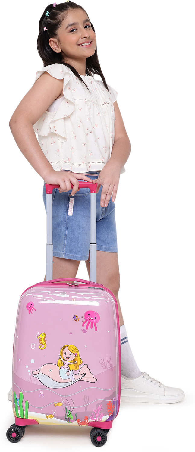 Image of YAYAVAR MERMAID PRINCESS OFFICIAL MERCHANDISE KIDS TROLLEY 5 Year International Warranty Cabin Suitcase 8 Wheels - 20 inch