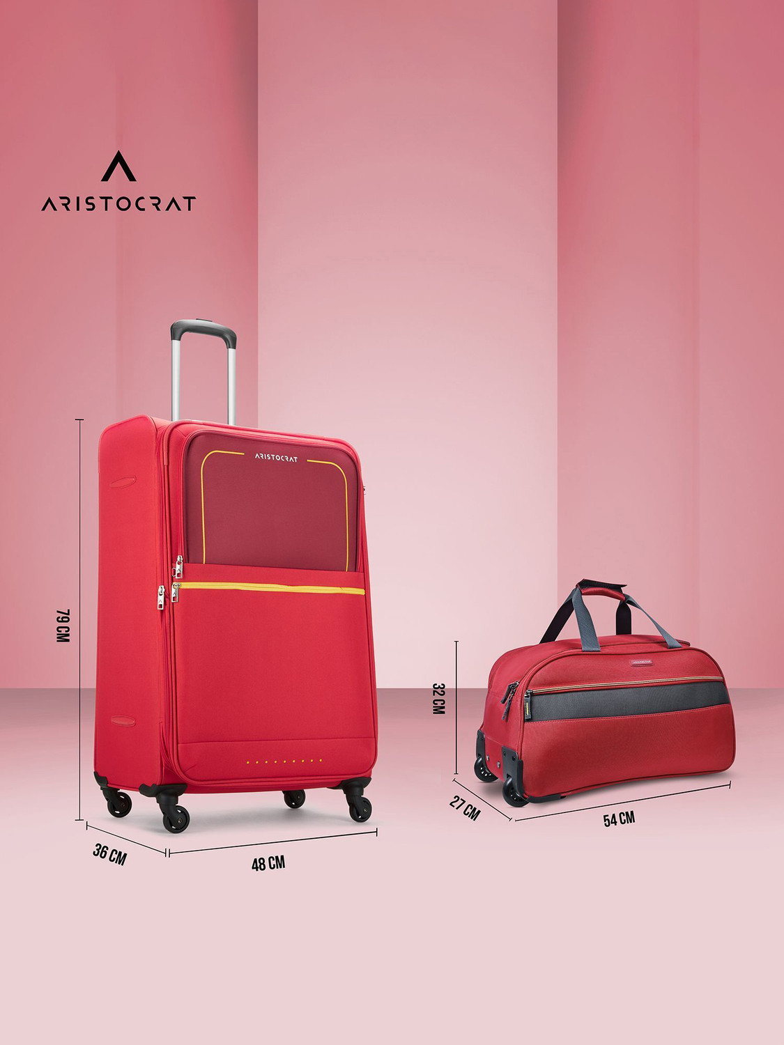 Image of ARISTOCRAT Evolve Large Bag 79cm & Sierra Duffle Trolley 52cm For Travel Expandable Check-in Suitcase 4 Wheels - 34 inch