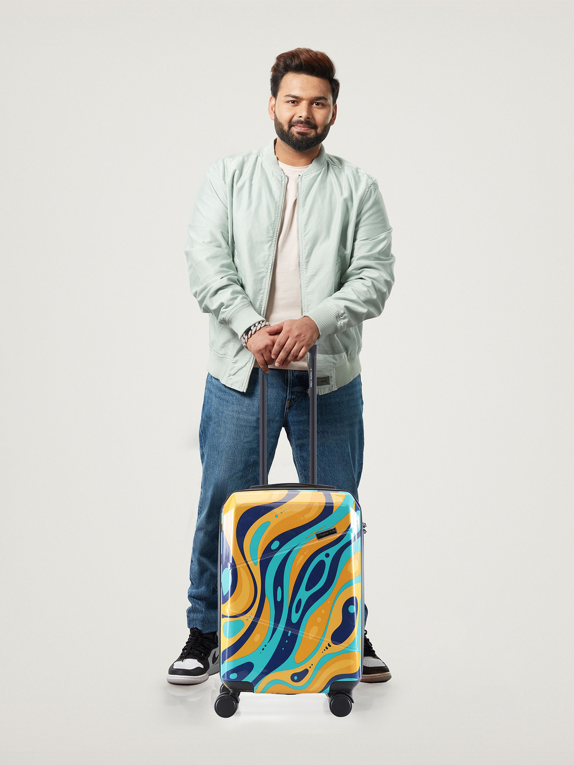 Image of NASHER MILES Manali Polycarbonate Cabin Printed Trolley Bag Cabin Suitcase 8 Wheels - 20 inch