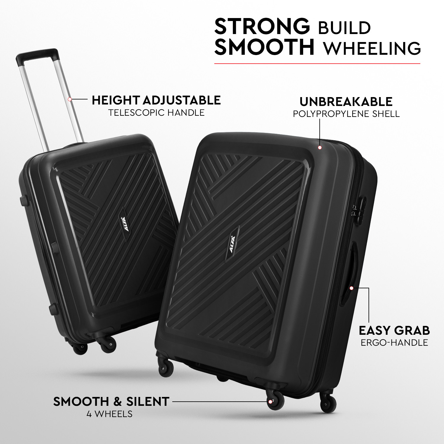 Image of ALFA by VIP Rhino - 75 Hardbody Trolley Bag Check-in Suitcase 4 Wheels - 30 Inch