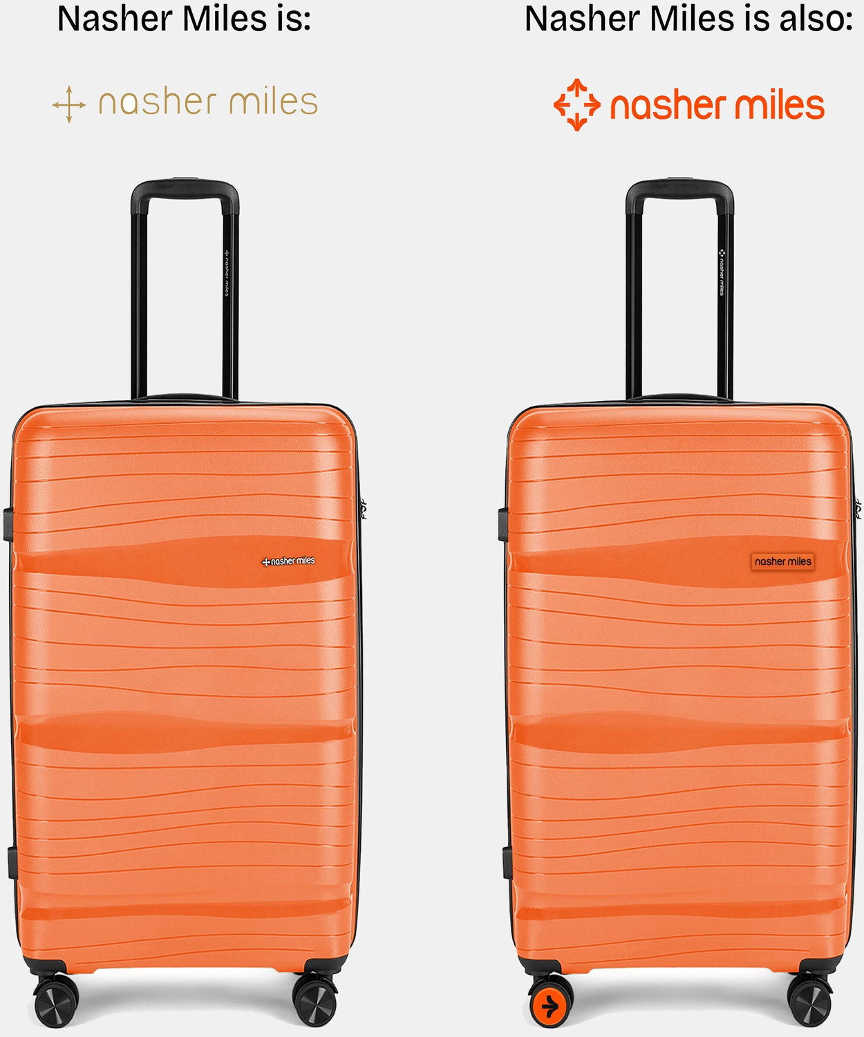 Image of NASHER MILES Nicobar Dual Tone Polypropylene Set of 3 Trolley Bags (55, 65 & 75 cm) Check-in Suitcase 8 Wheels - 28 inch