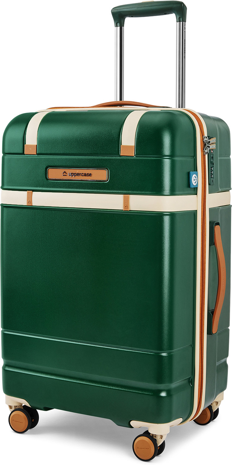 Image of Uppercase Chester Medium Court Green Hard Luggage with Organized Interior & Dual Wheels Expandable Check-in Suitcase 8 Wheels - 26 inch