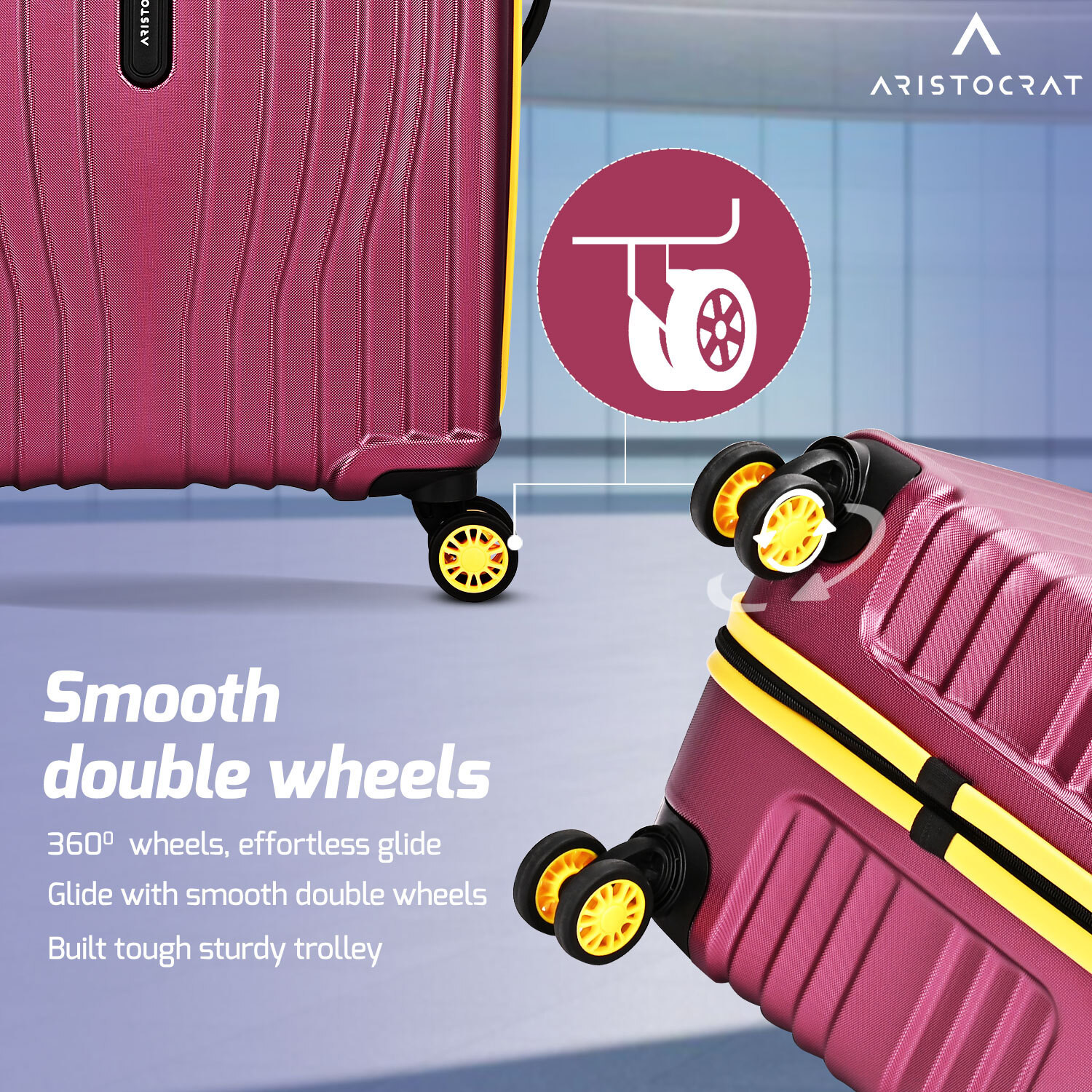Image of ARISTOCRAT Vortex Plus Check-in Trolley Bag | Large Hard Luggage with Combination Lock Check-in Suitcase 8 Wheels - 30 Inch