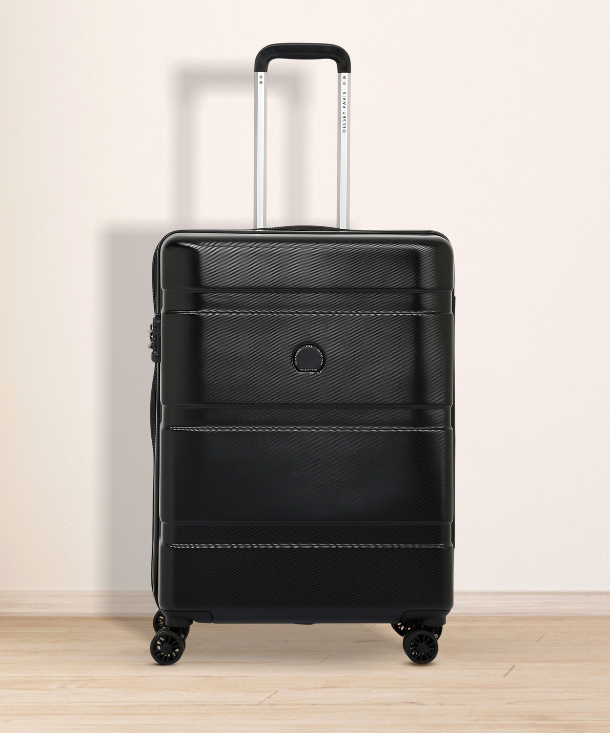 Image of DELSEY PARIS Airship 3.0 Polycarbonate 76 cm 4 Double Wheels Black Hard Luggage Trolley Bag Check-in Suitcase 8 Wheels - 30 Inch