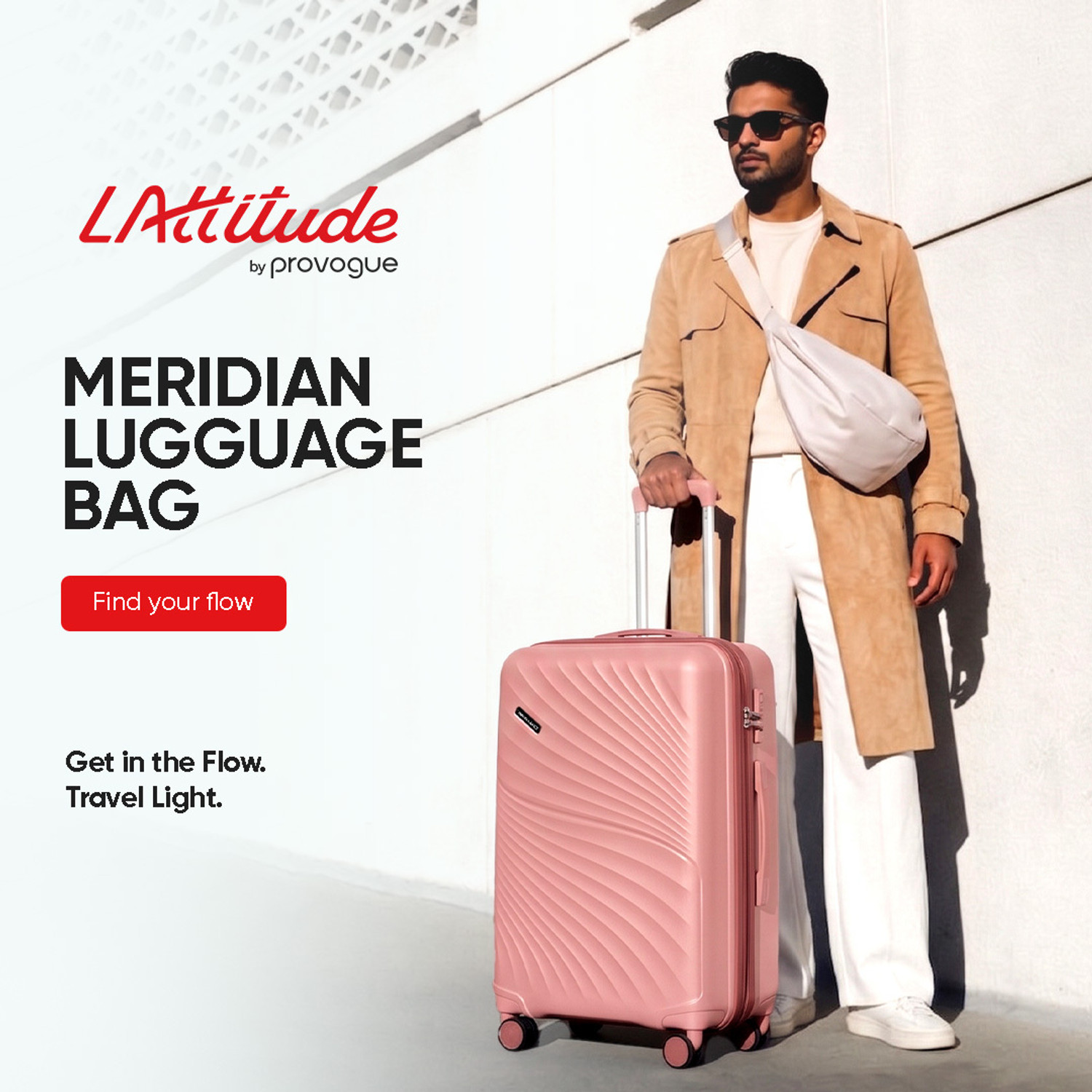 Image of LATTITUDE by Provogue MERIDIAN 55 /65 /75 8W BLOSSOM PINK /MEGENTA PINK Cabin & Check-in Set 8 Wheels - 28 inch