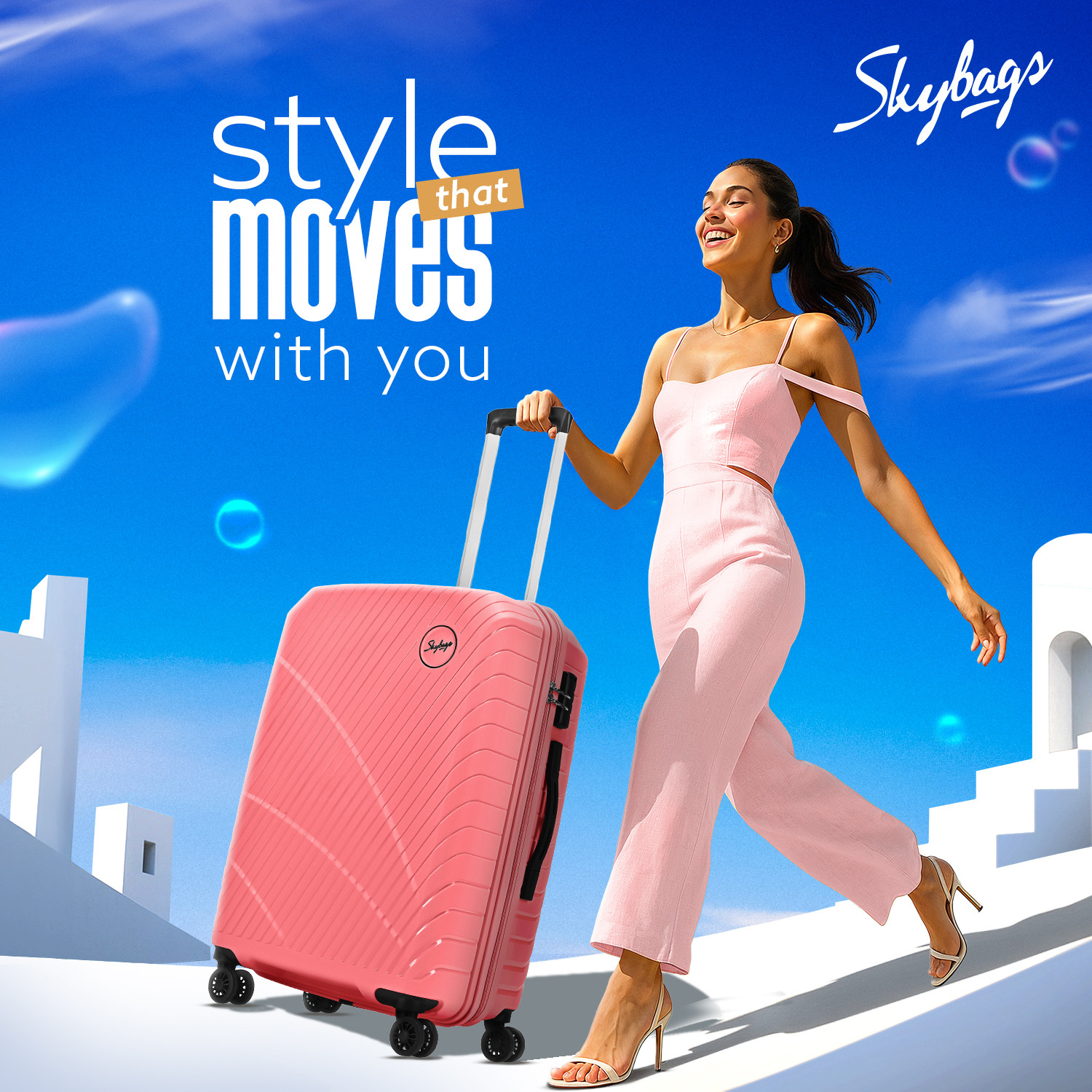 Image of SKYBAGS Streax Set of 2 Trolley Bag 55cm & 66cm | Hard Luggage | Combination Lock Cabin & Check-in Set 8 Wheels - 26 inch